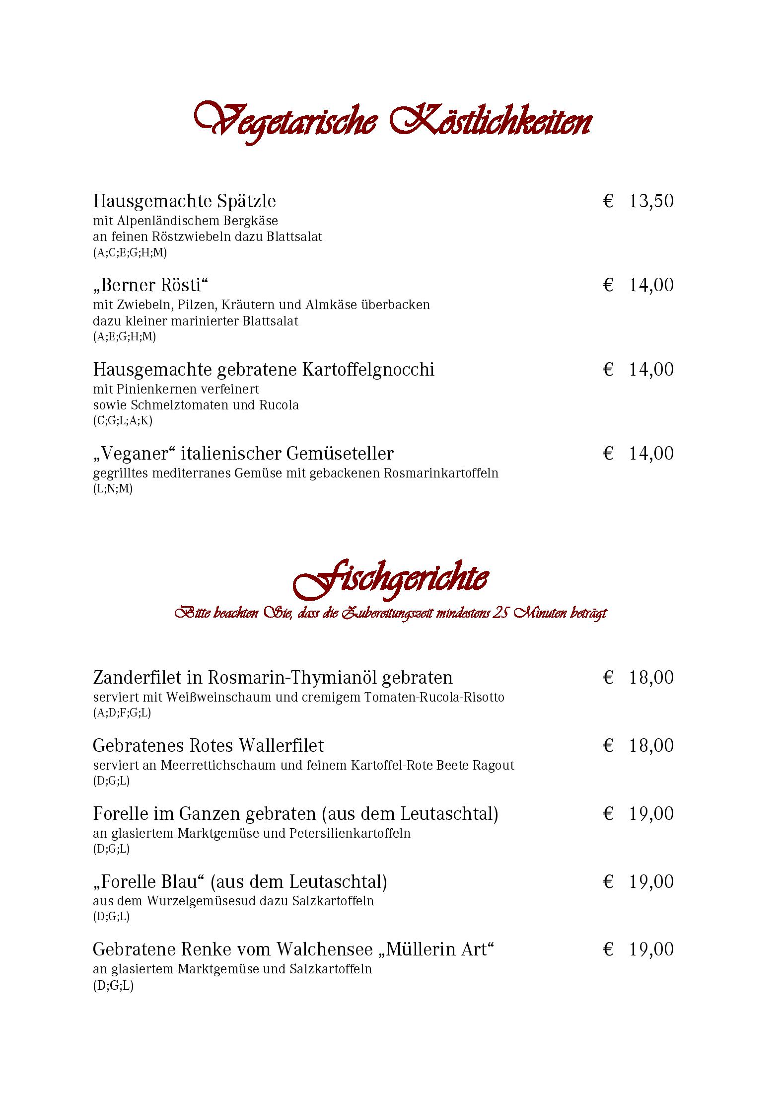 Speisekarte Parkhotel Wallgau in Wallgau, Seite 3