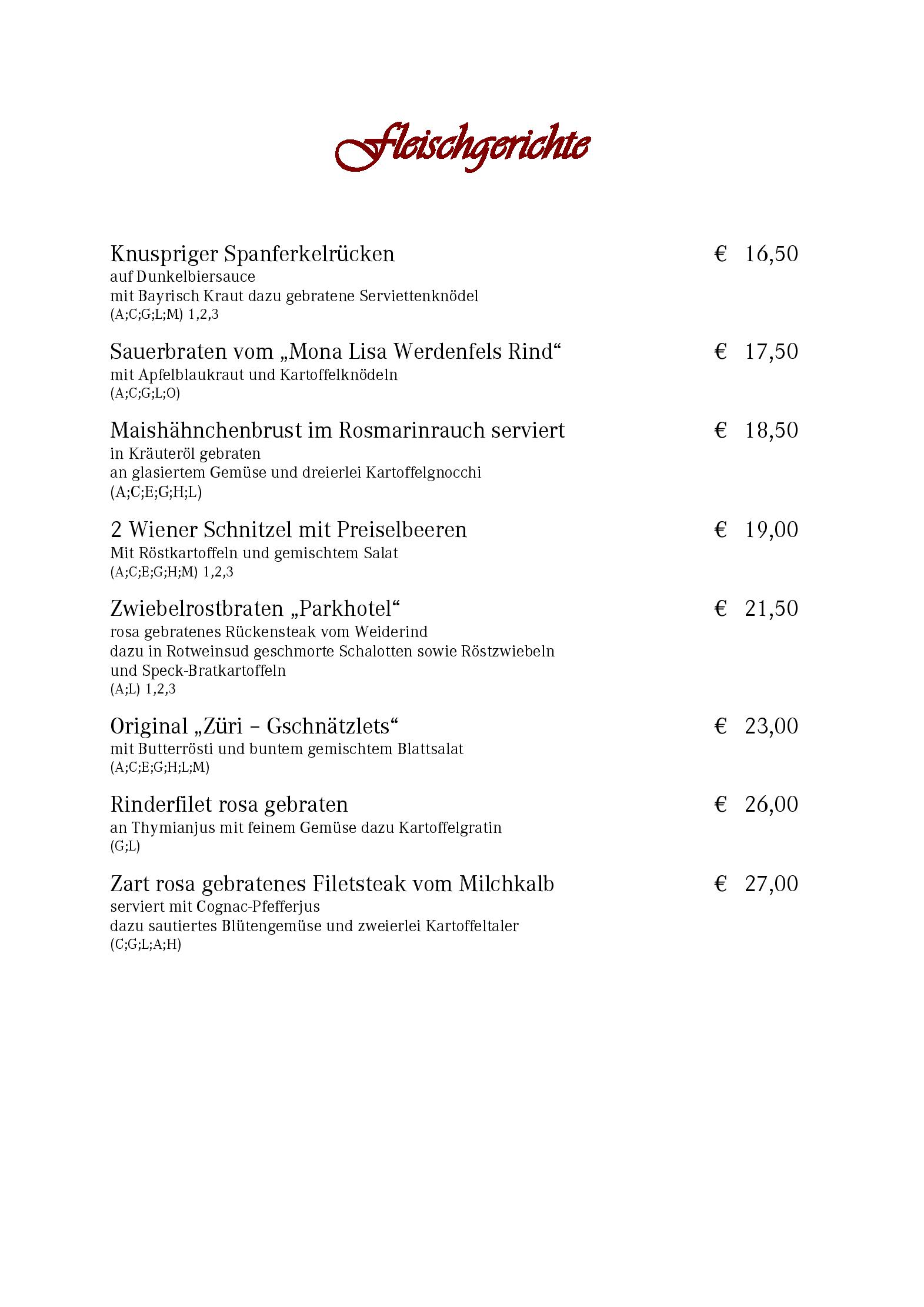 Speisekarte Parkhotel Wallgau in Wallgau, Seite 4