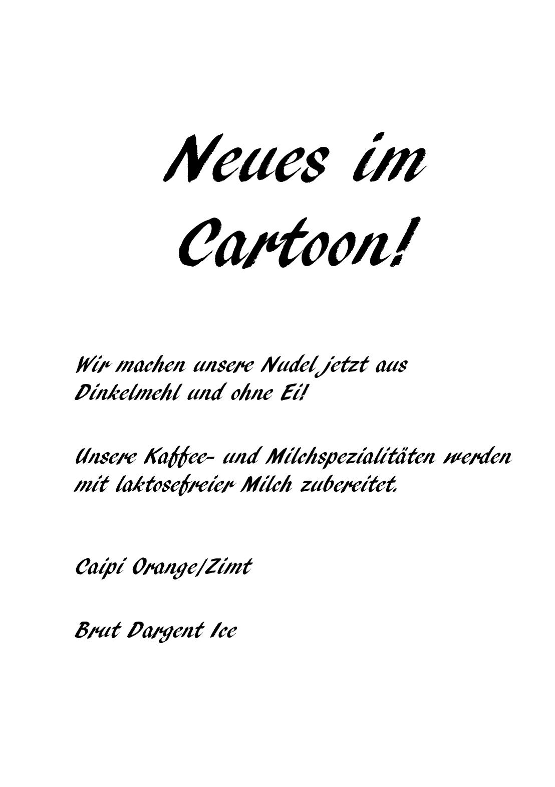 Speisekarte Cafe Bar Cartoon in Nürnberg, Seite 2
