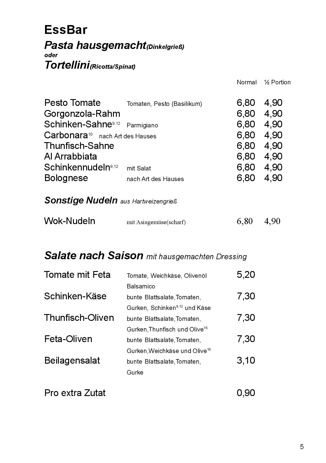 Speisekarte Cafe Bar Cartoon in Nürnberg, Seite 5
