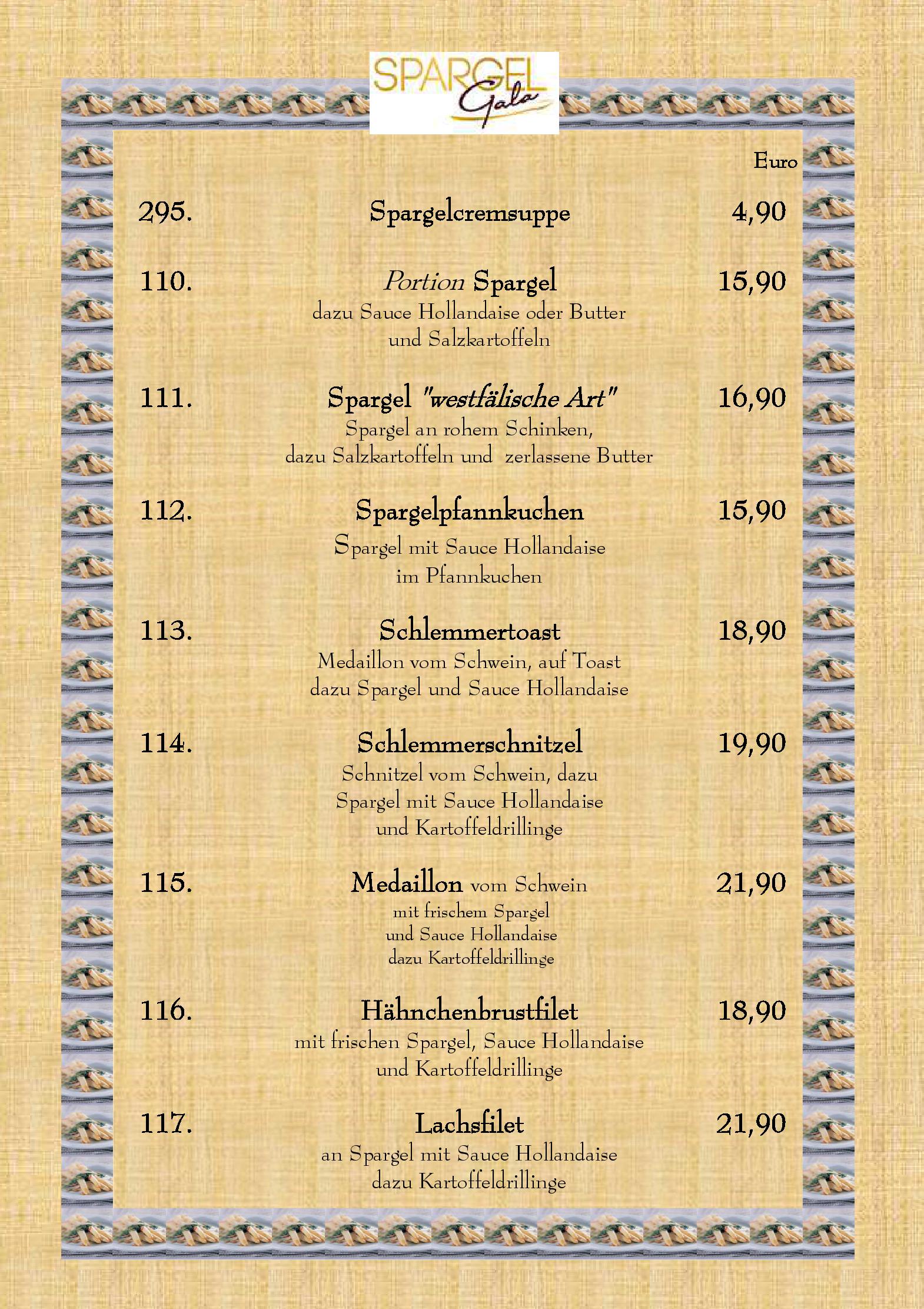Speisekarte Kartoffel-Kiste in Solingen, Seite 1