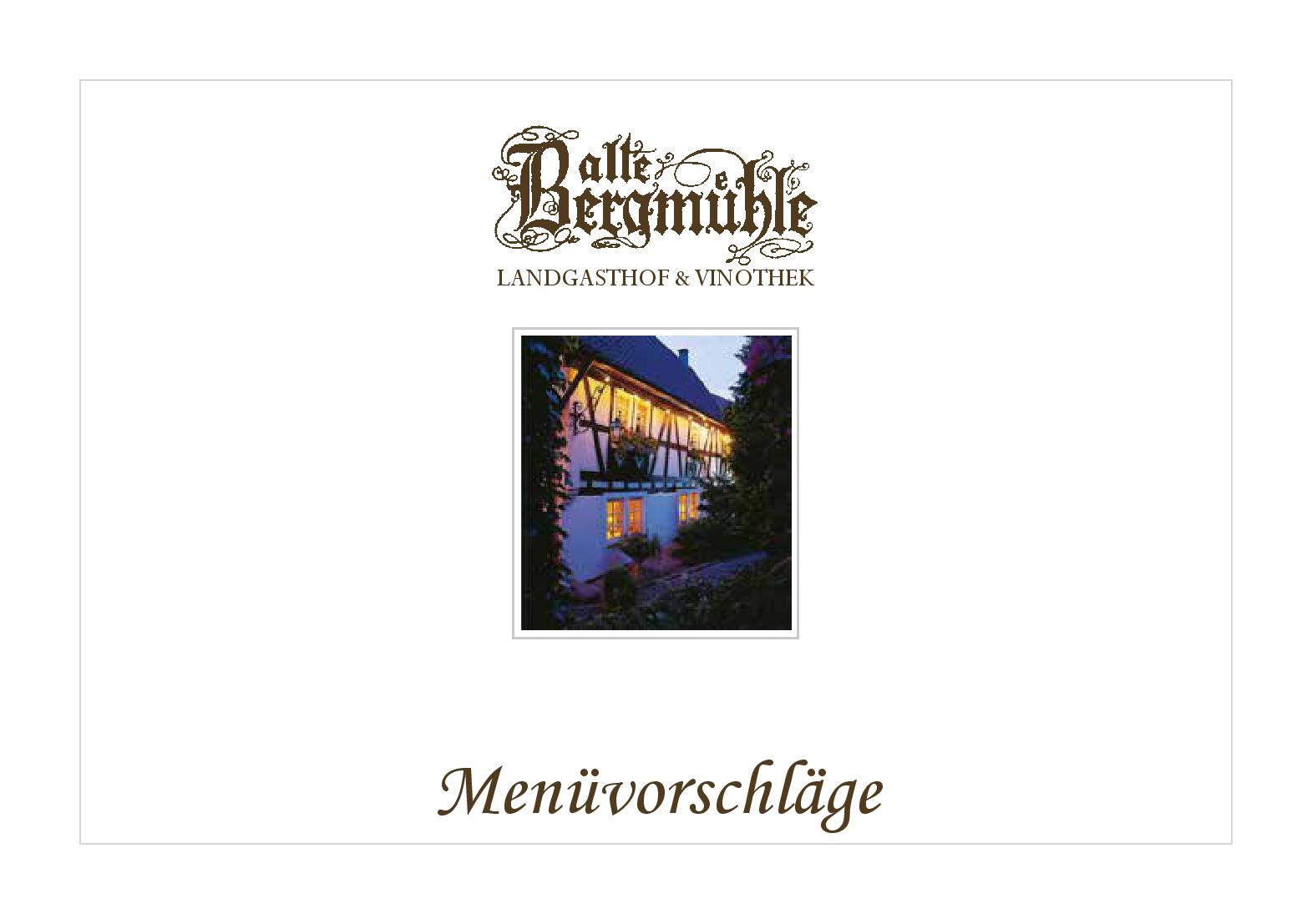 Speisekarte Alte Bergmühle Landgasthof & Vinothek in Dreieich, Seite 1