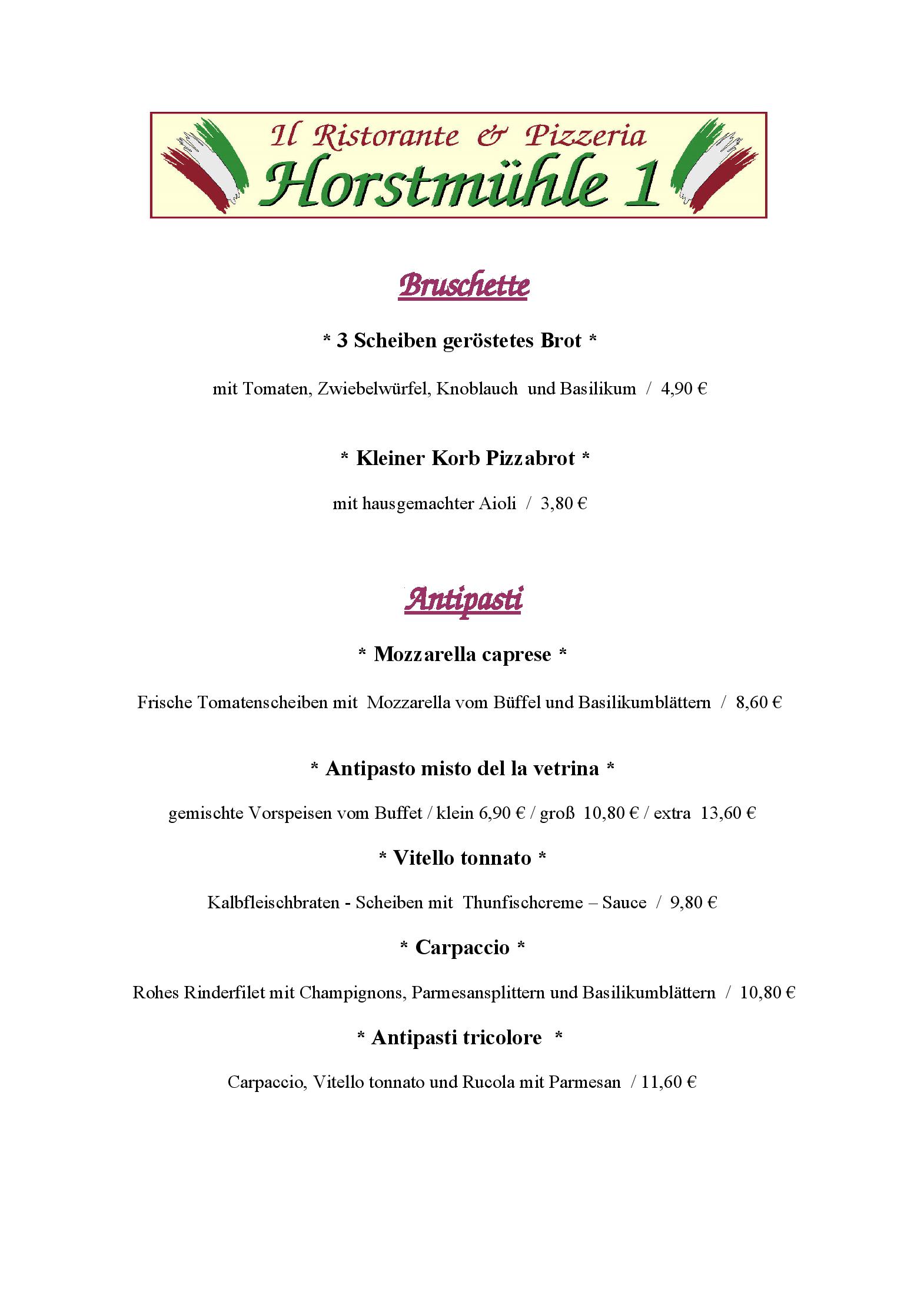 Speisekarte Il Ristorante & Pizzerria Horstmühle 1 in Horst, Seite 3