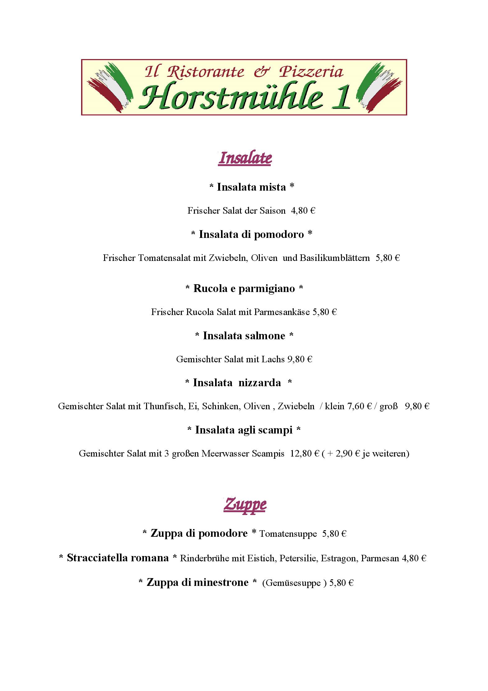 Speisekarte Il Ristorante & Pizzerria Horstmühle 1 in Horst, Seite 4