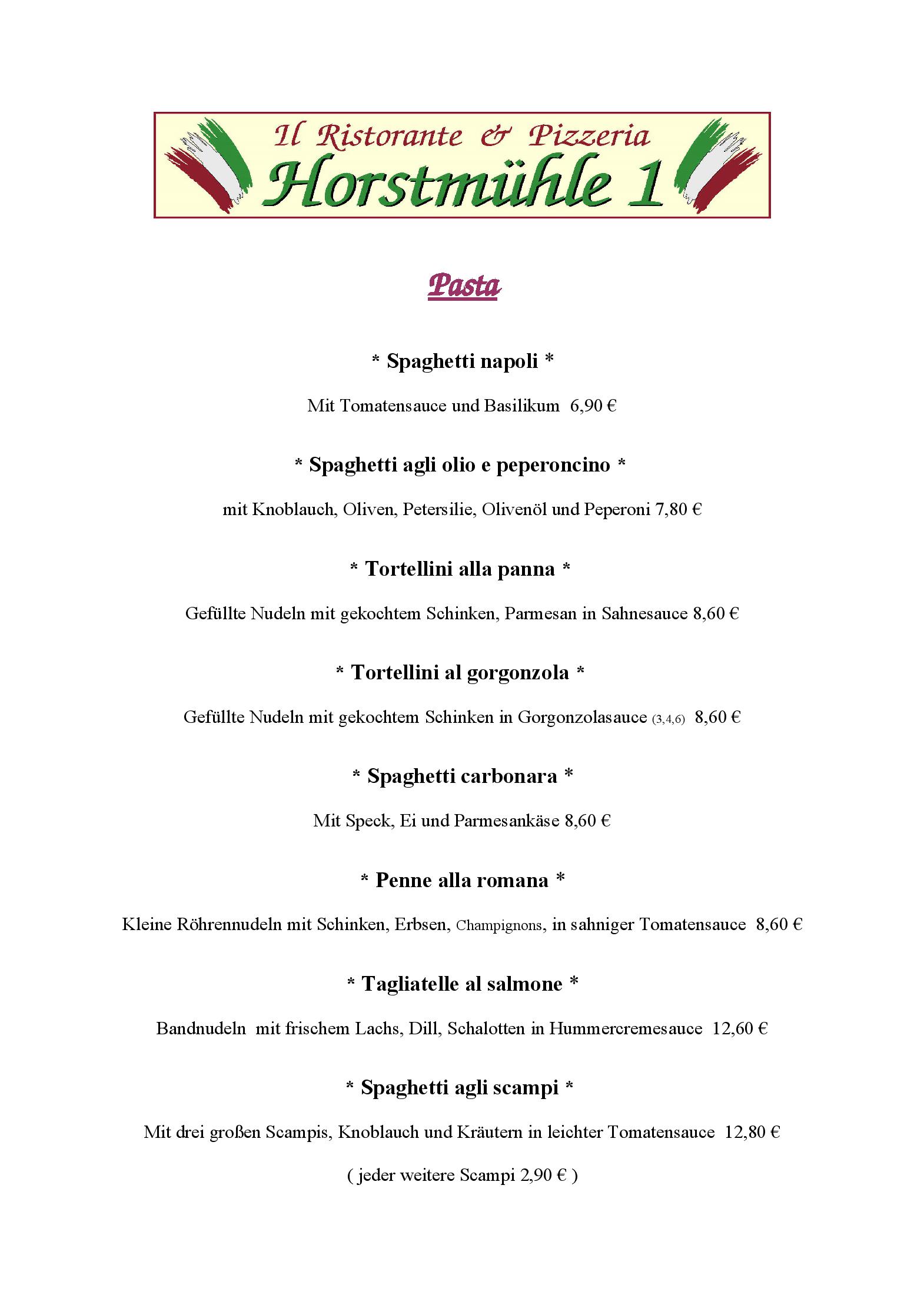Speisekarte Il Ristorante & Pizzerria Horstmühle 1 in Horst, Seite 6