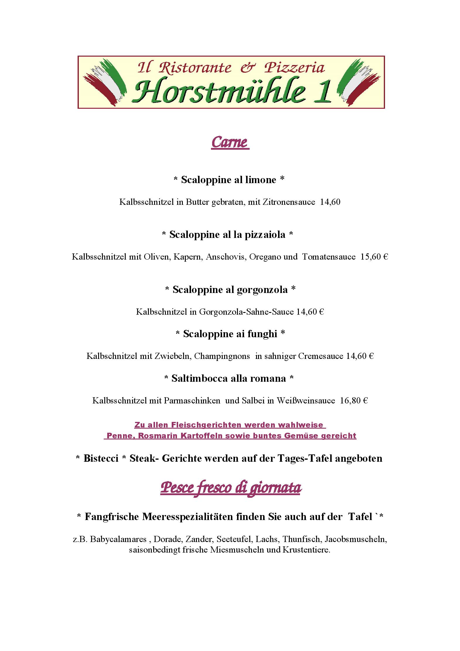 Speisekarte Il Ristorante & Pizzerria Horstmühle 1 in Horst, Seite 7