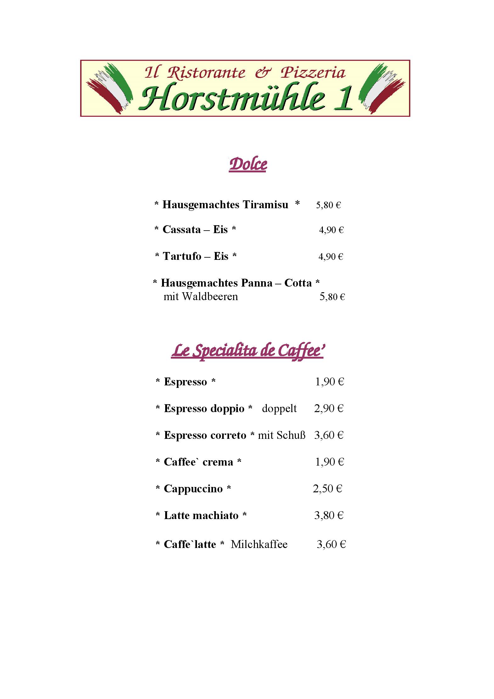 Speisekarte Il Ristorante & Pizzerria Horstmühle 1 in Horst, Seite 8