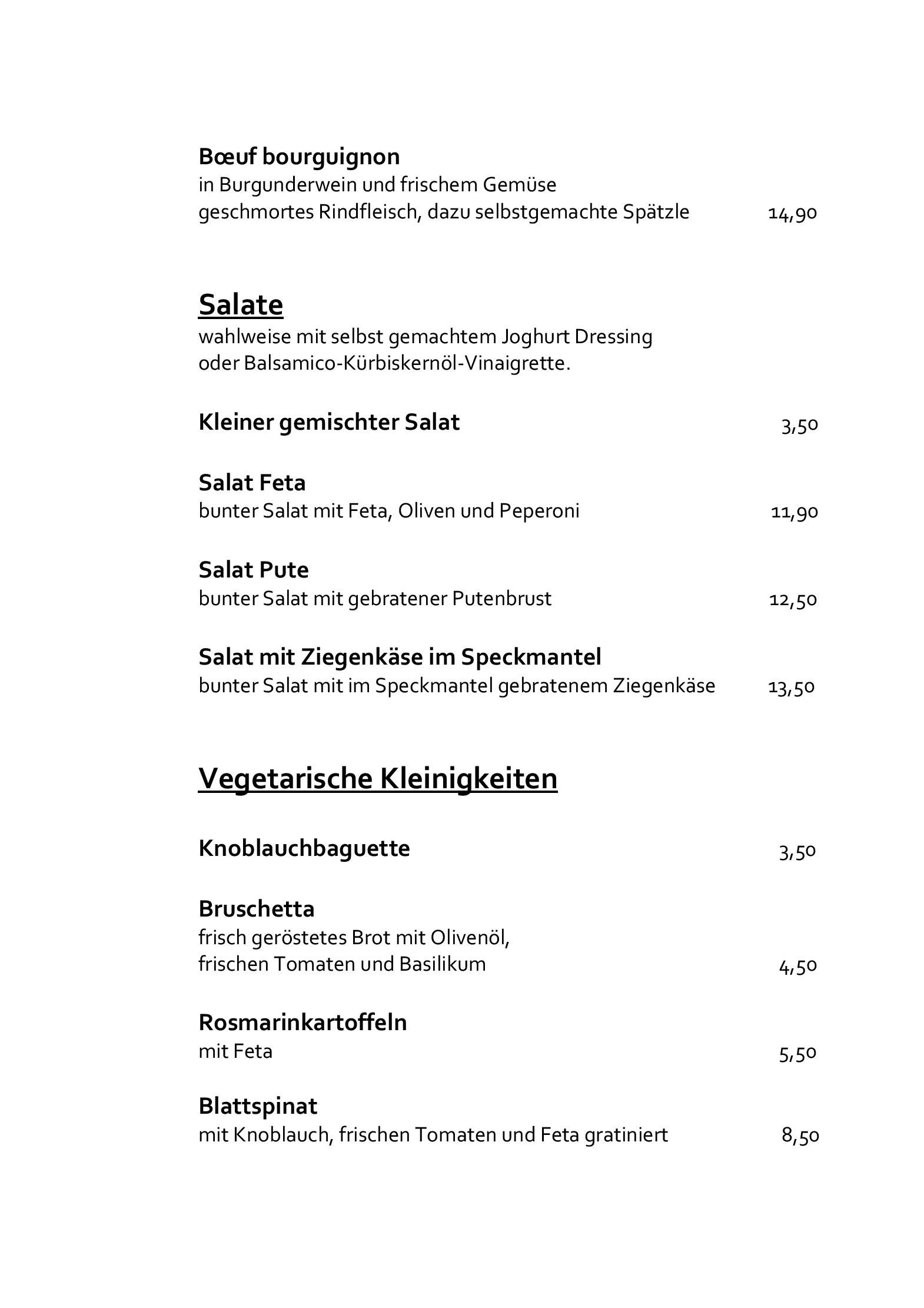 Speisekarte Edenhall in Hamburg, Seite 3