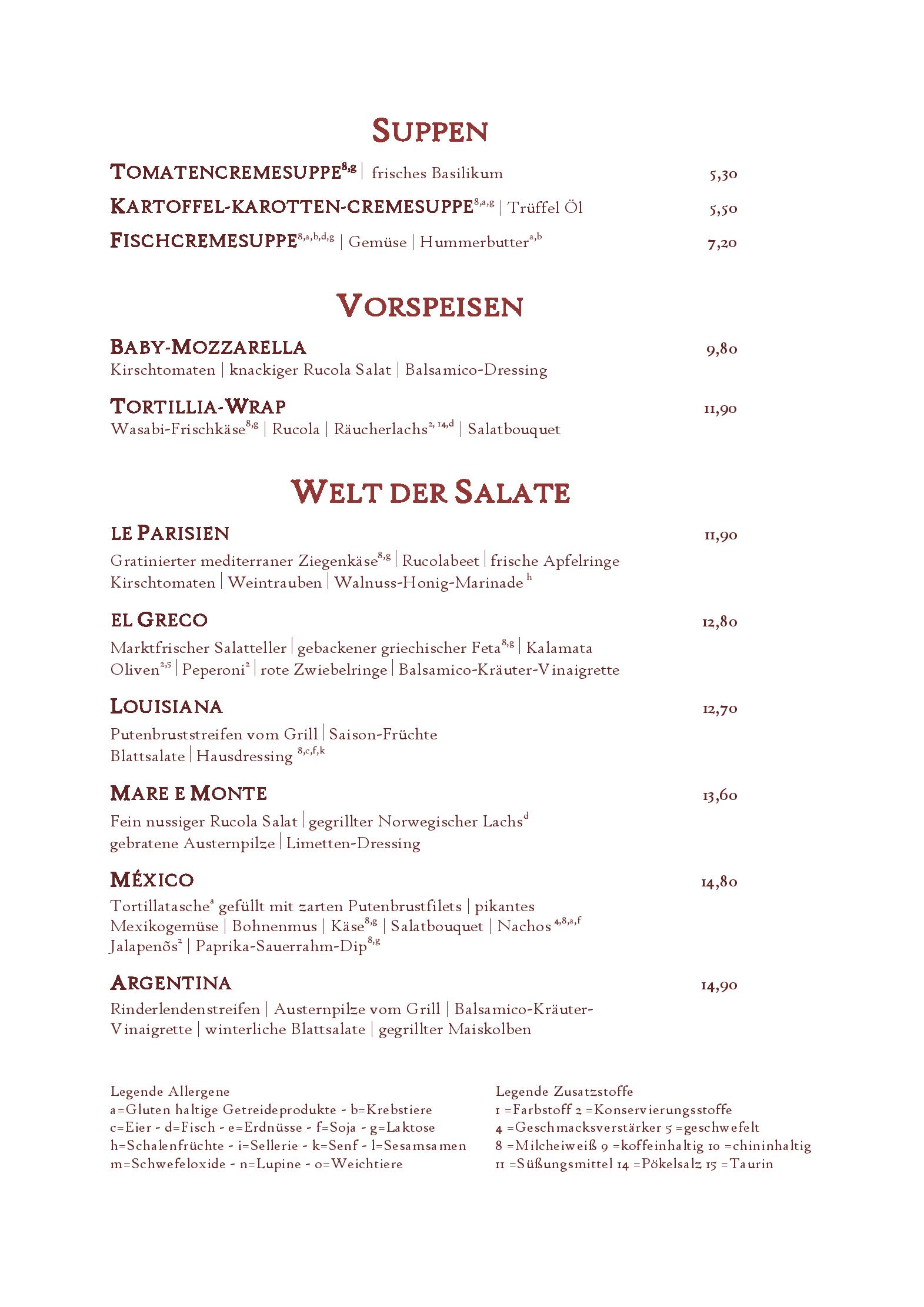 Speisekarte Bohne und Malz in München, Seite 1