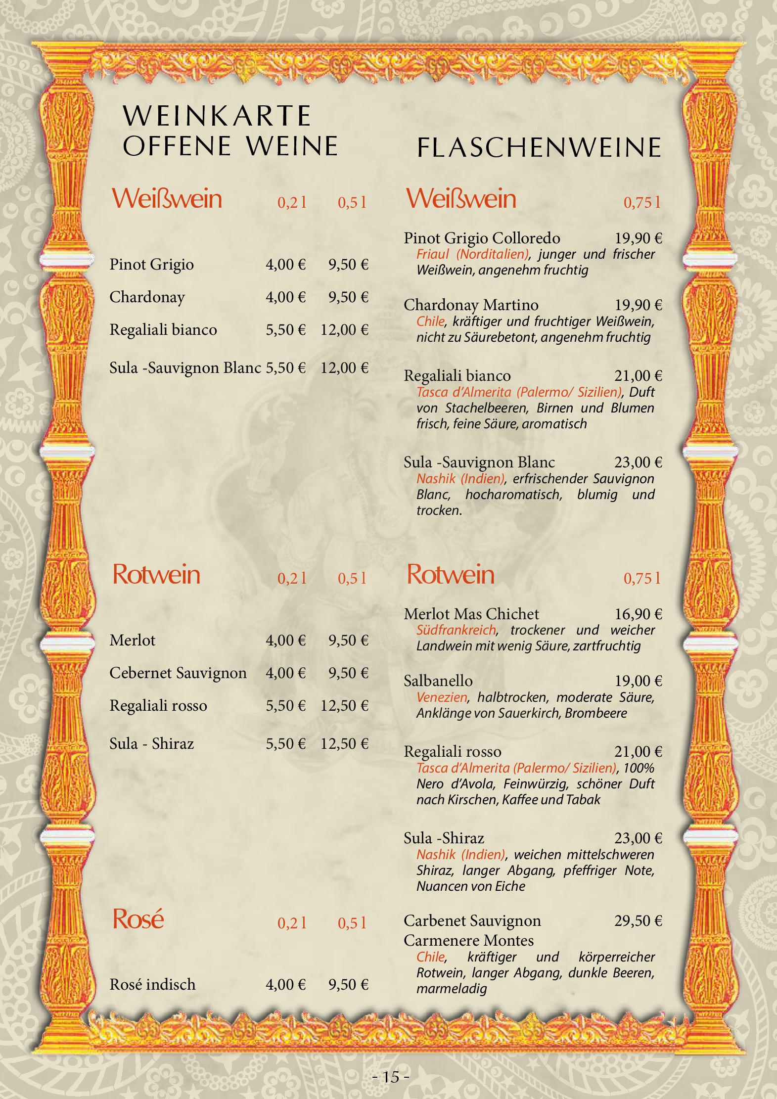 Speisekarte Namaste in Krefeld, Seite 15
