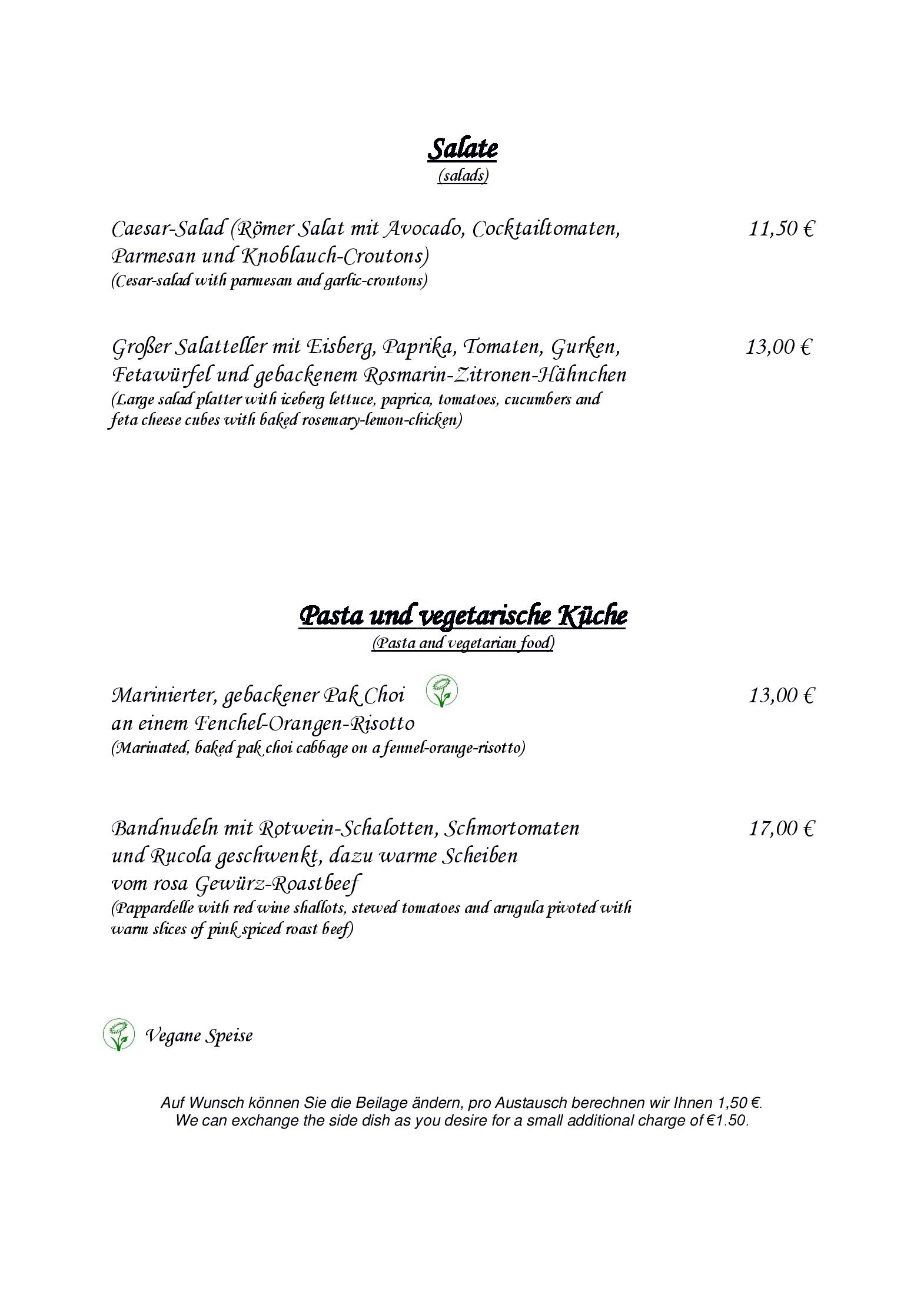 Speisekarte Landhotel Rittersgrün in Breitenbrunn/Erzgebirge, Seite 2