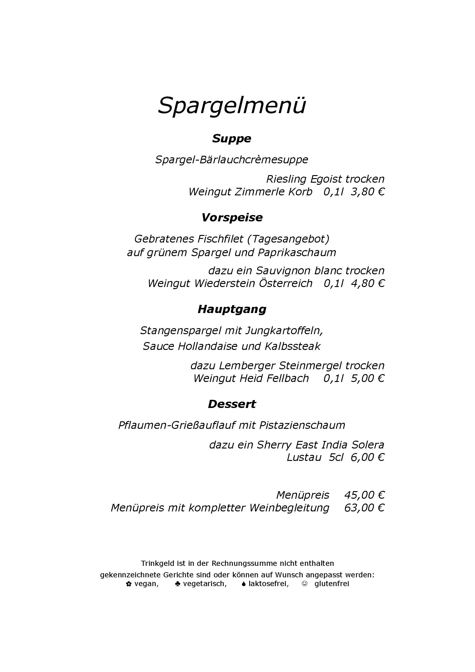 Speisekarte Weinstube Am Stadtgraben in Stuttgart, Seite 1