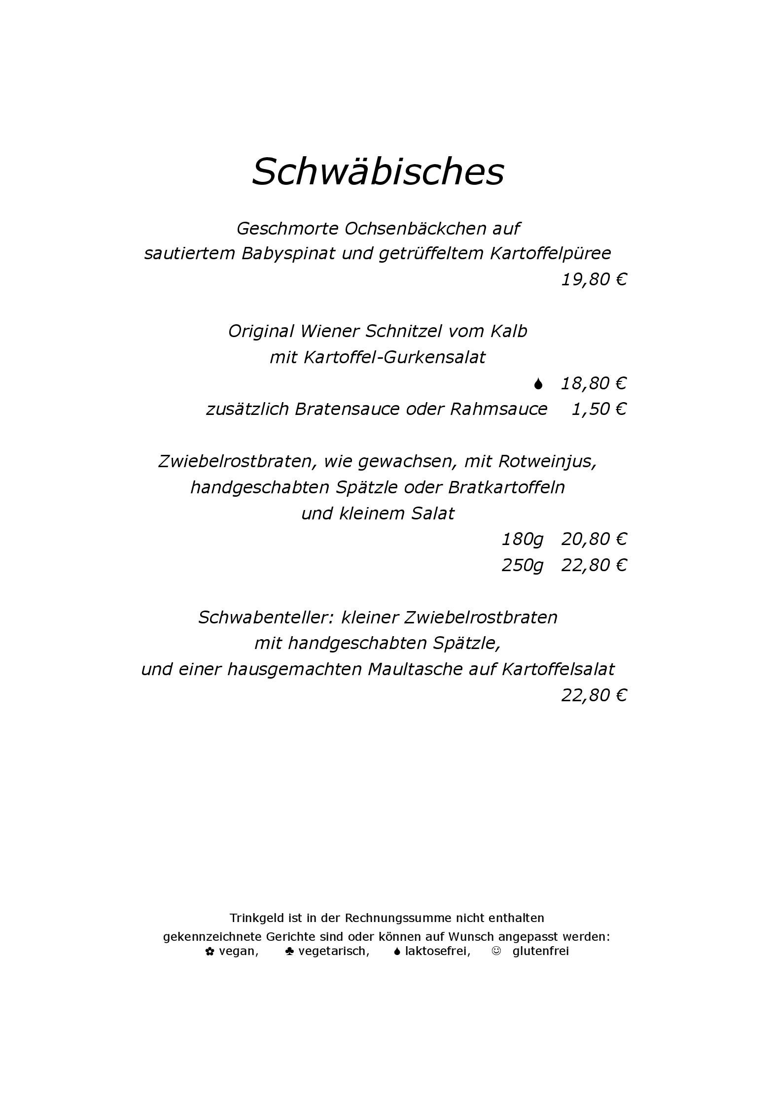 Speisekarte Weinstube Am Stadtgraben in Stuttgart, Seite 4