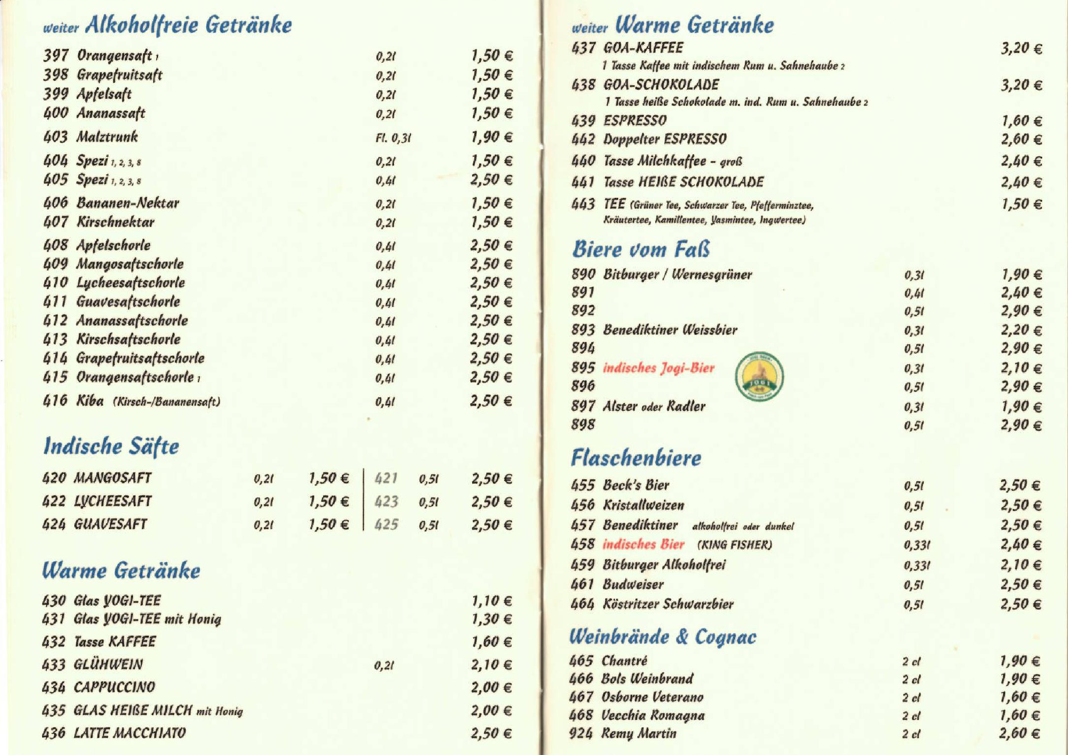 Speisekarte Goa II in Berlin, Seite 11