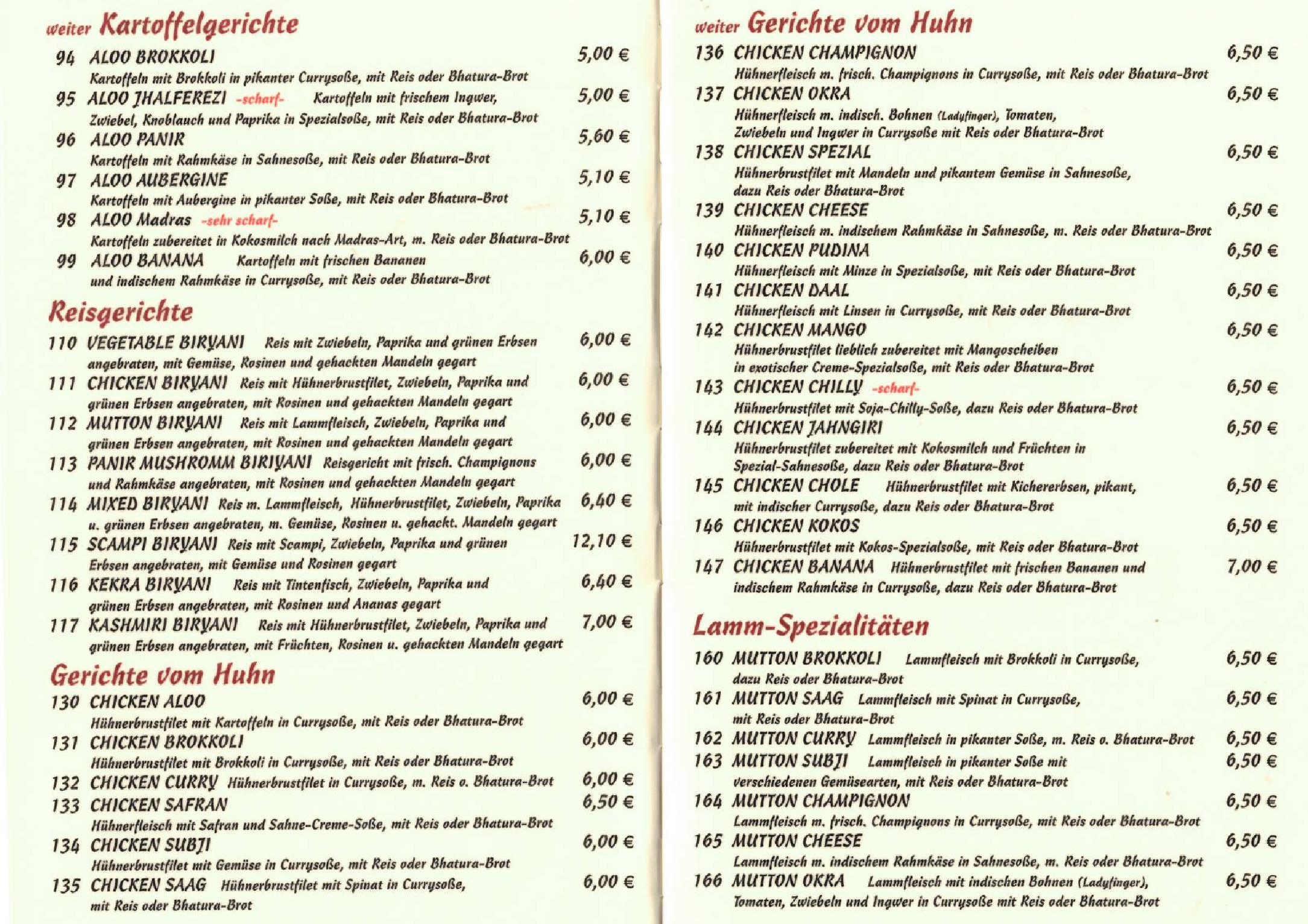 Speisekarte Goa II in Berlin, Seite 5
