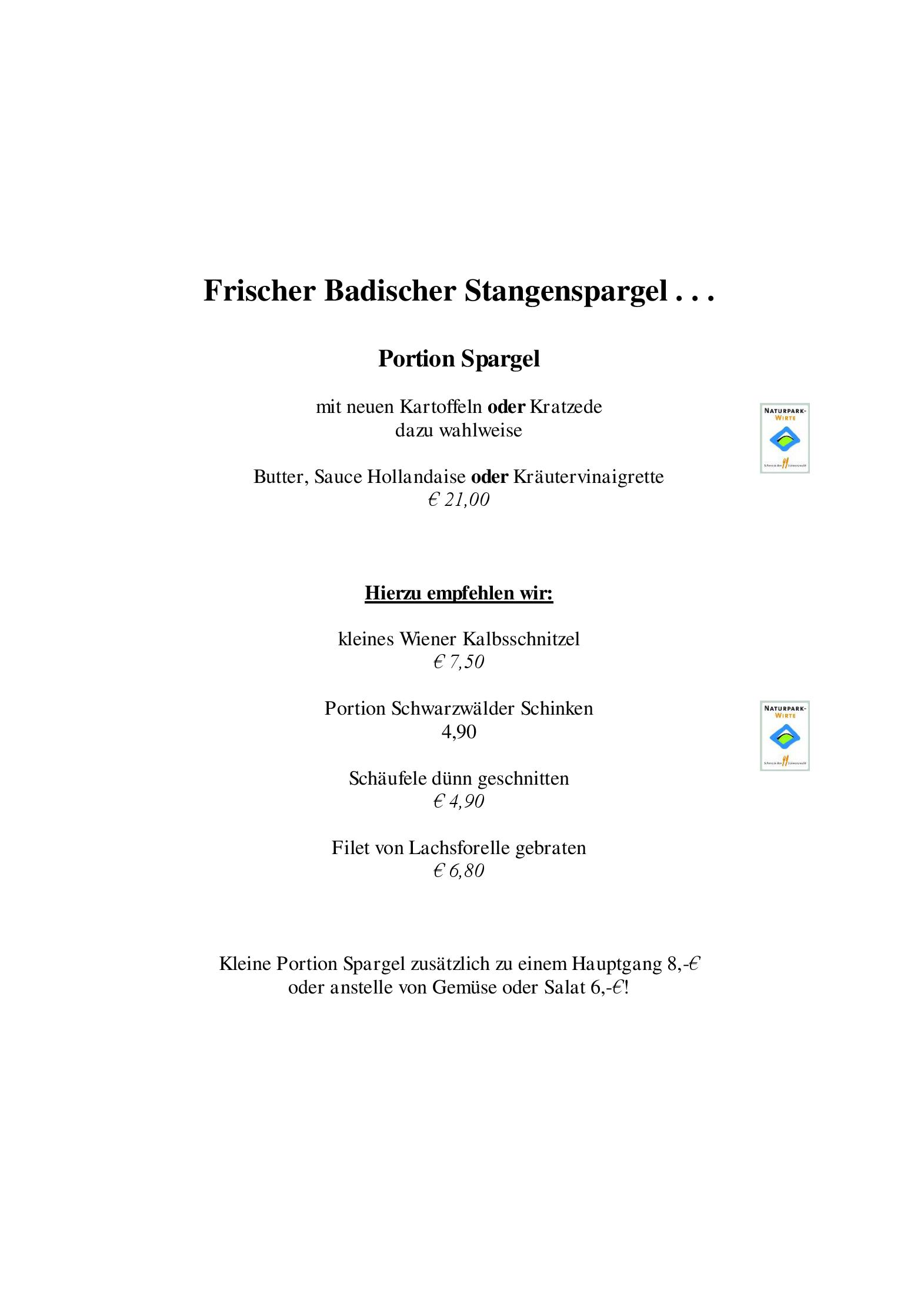 Speisekarte Hotel Adler Bärental in Feldberg, Seite 5