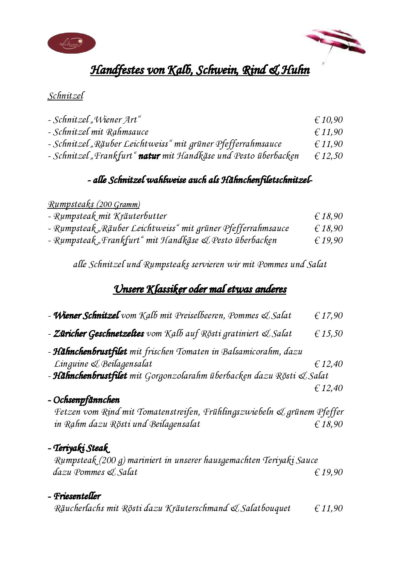Speisekarte Café & Restaurant Leichtweiss  in Wiesbaden, Seite 3