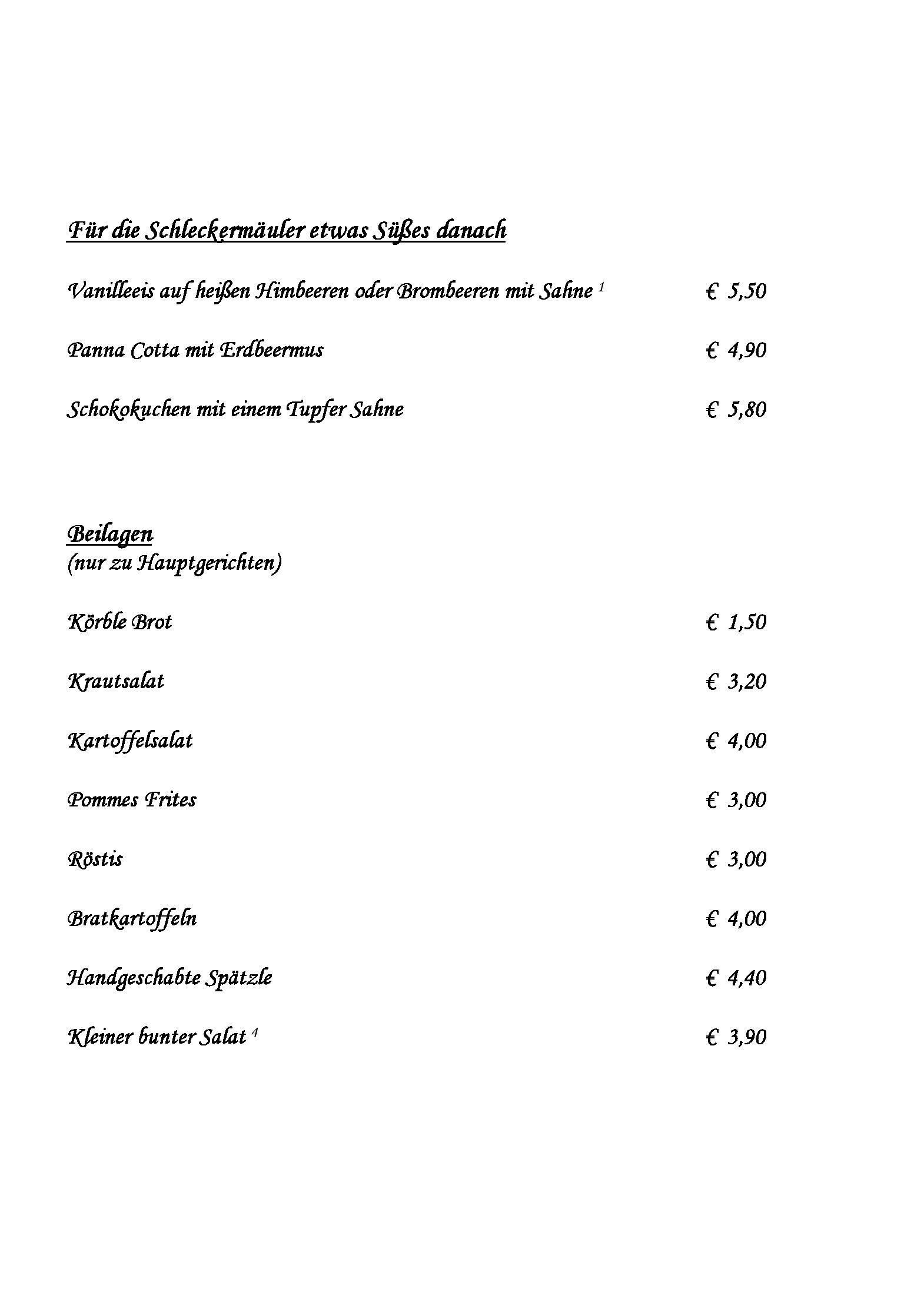 Speisekarte Wirthshaus zom Schiller in Fellbach, Seite 5
