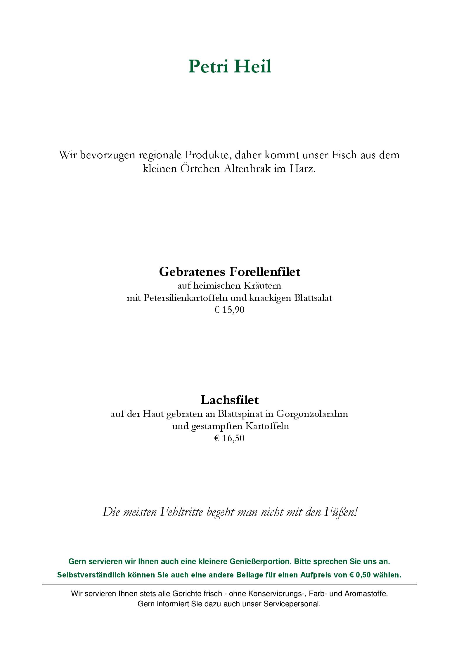 Speisekarte Hotel & Restaurant Schanzenhaus in Wernigerode, Seite 6