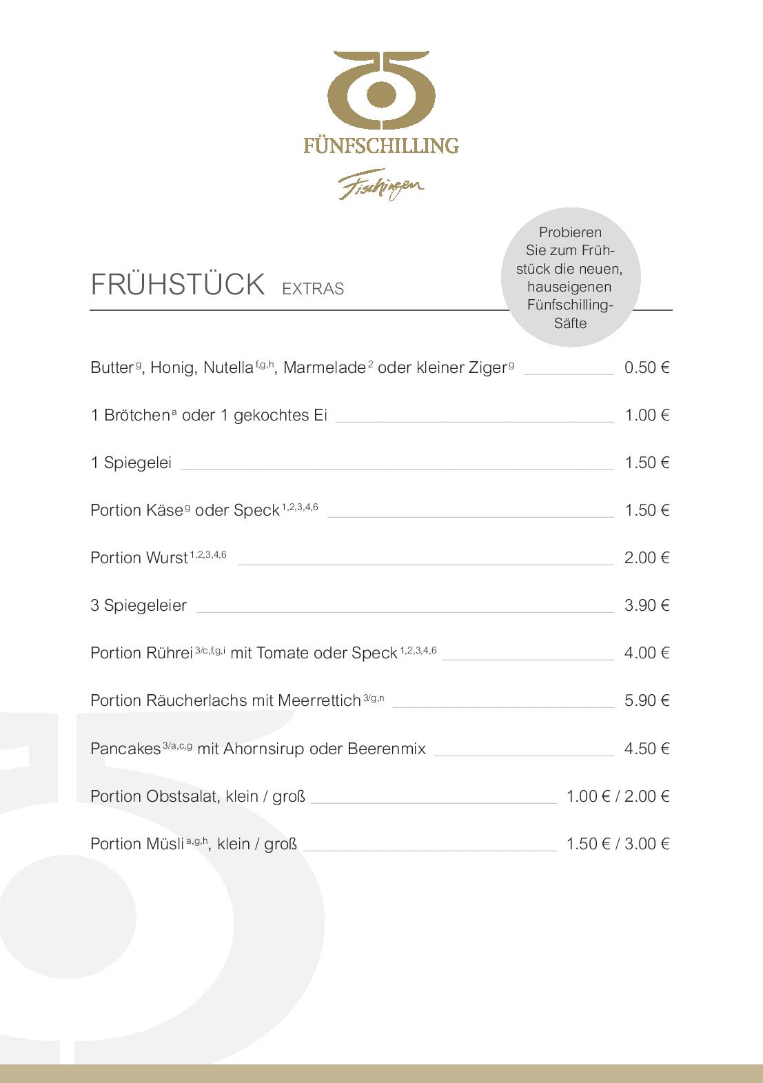 Speisekarte Fünfschilling in Fischingen, Seite 3