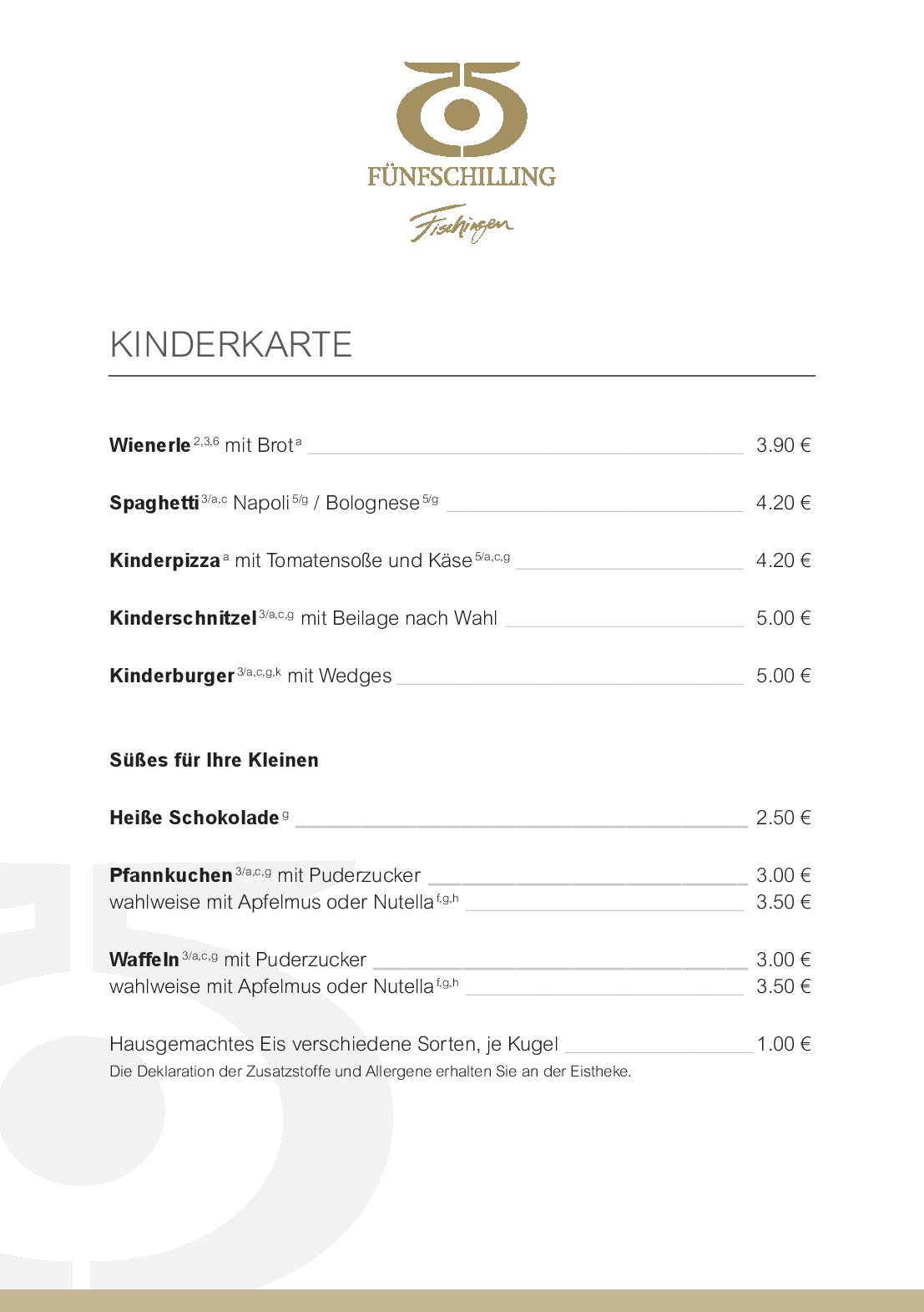 Speisekarte Fünfschilling in Fischingen, Seite 4