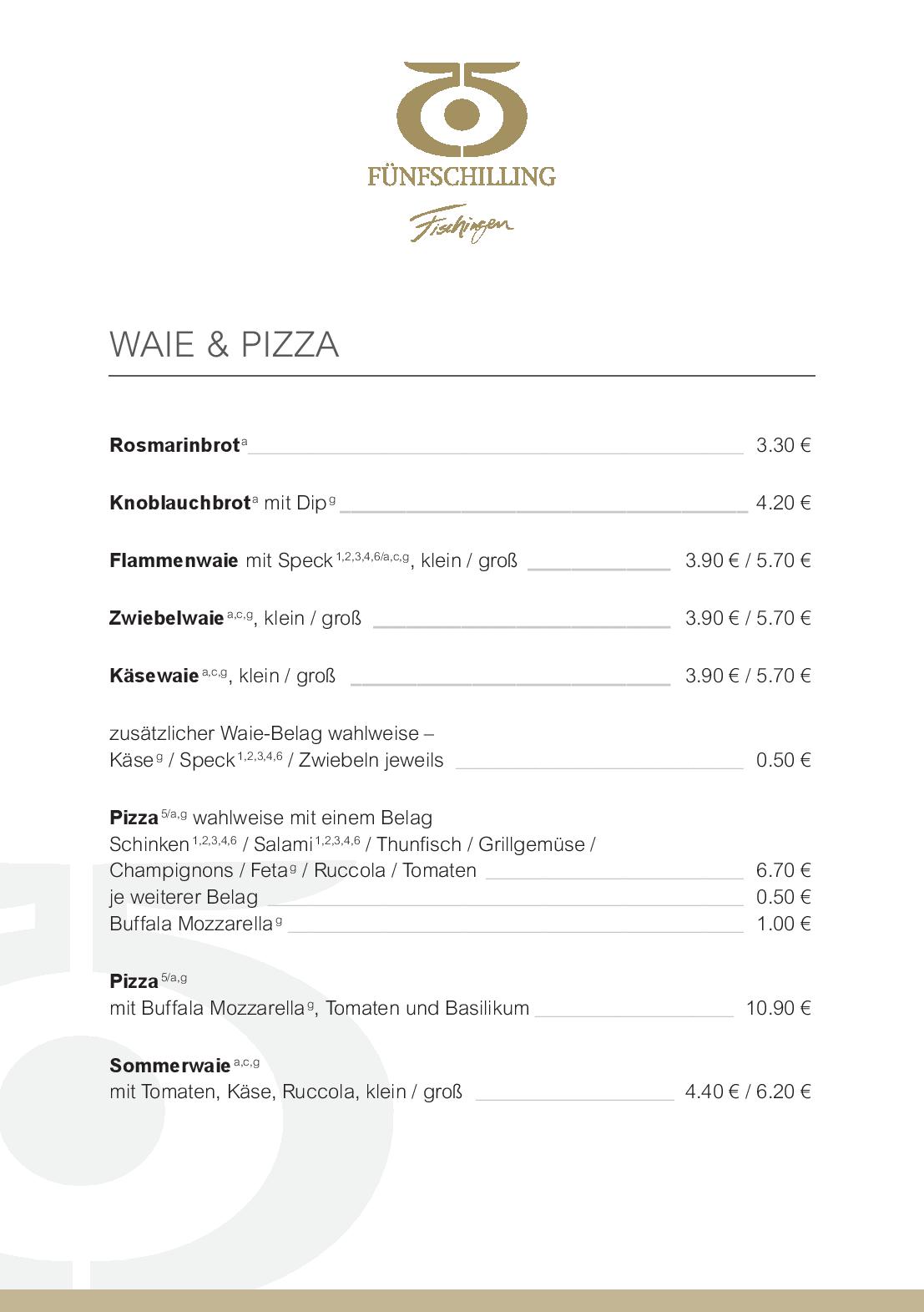 Speisekarte Fünfschilling in Fischingen, Seite 6
