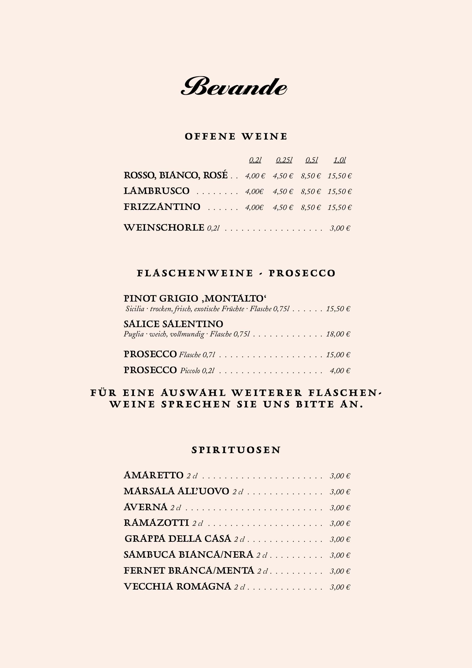 Speisekarte Trattoria da Pindinello in Hamburg, Seite 10