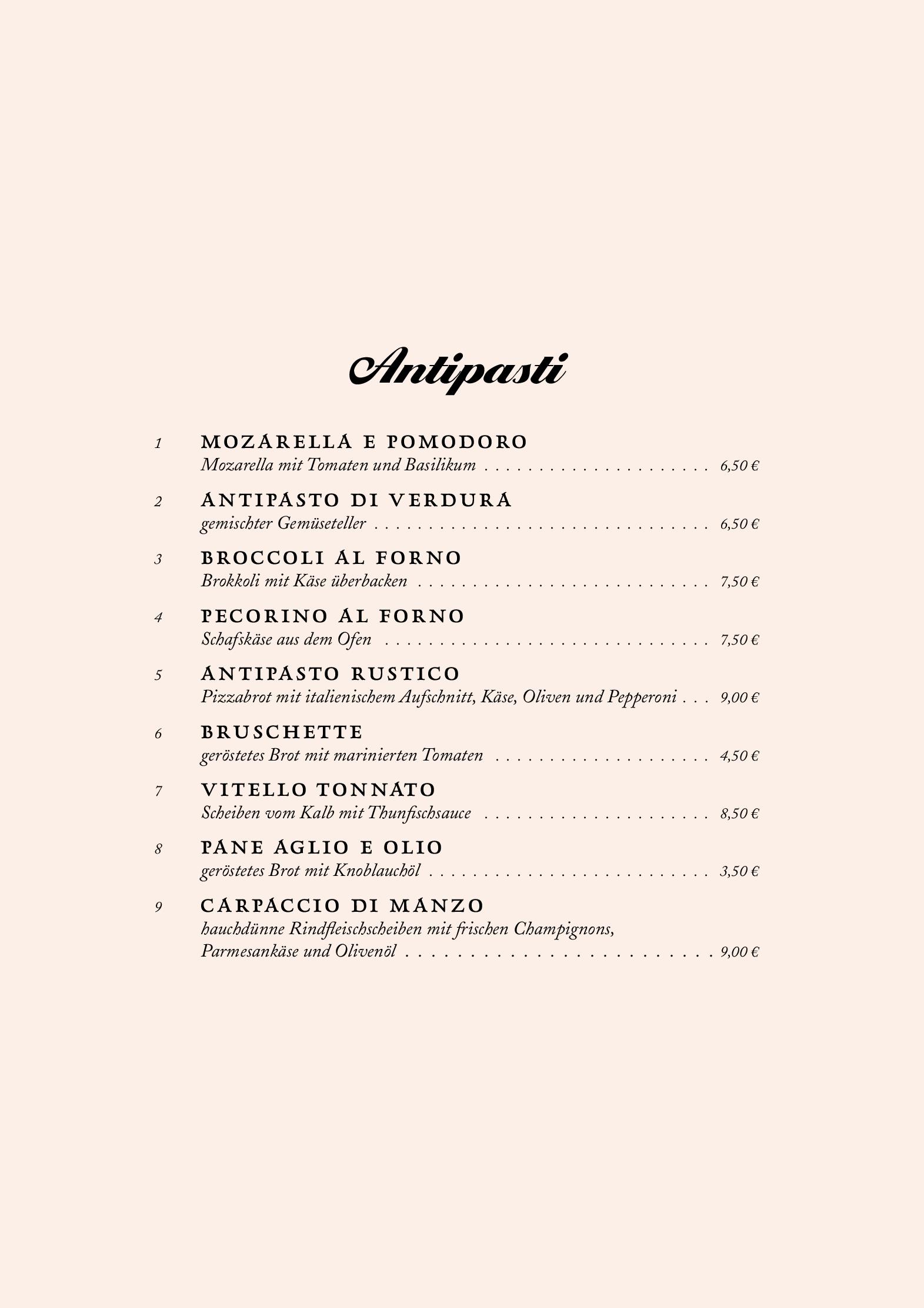 Speisekarte Trattoria da Pindinello in Hamburg, Seite 3