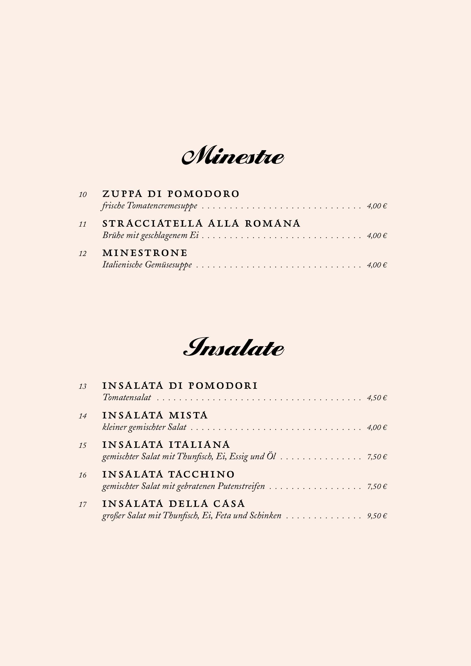 Speisekarte Trattoria da Pindinello in Hamburg, Seite 4