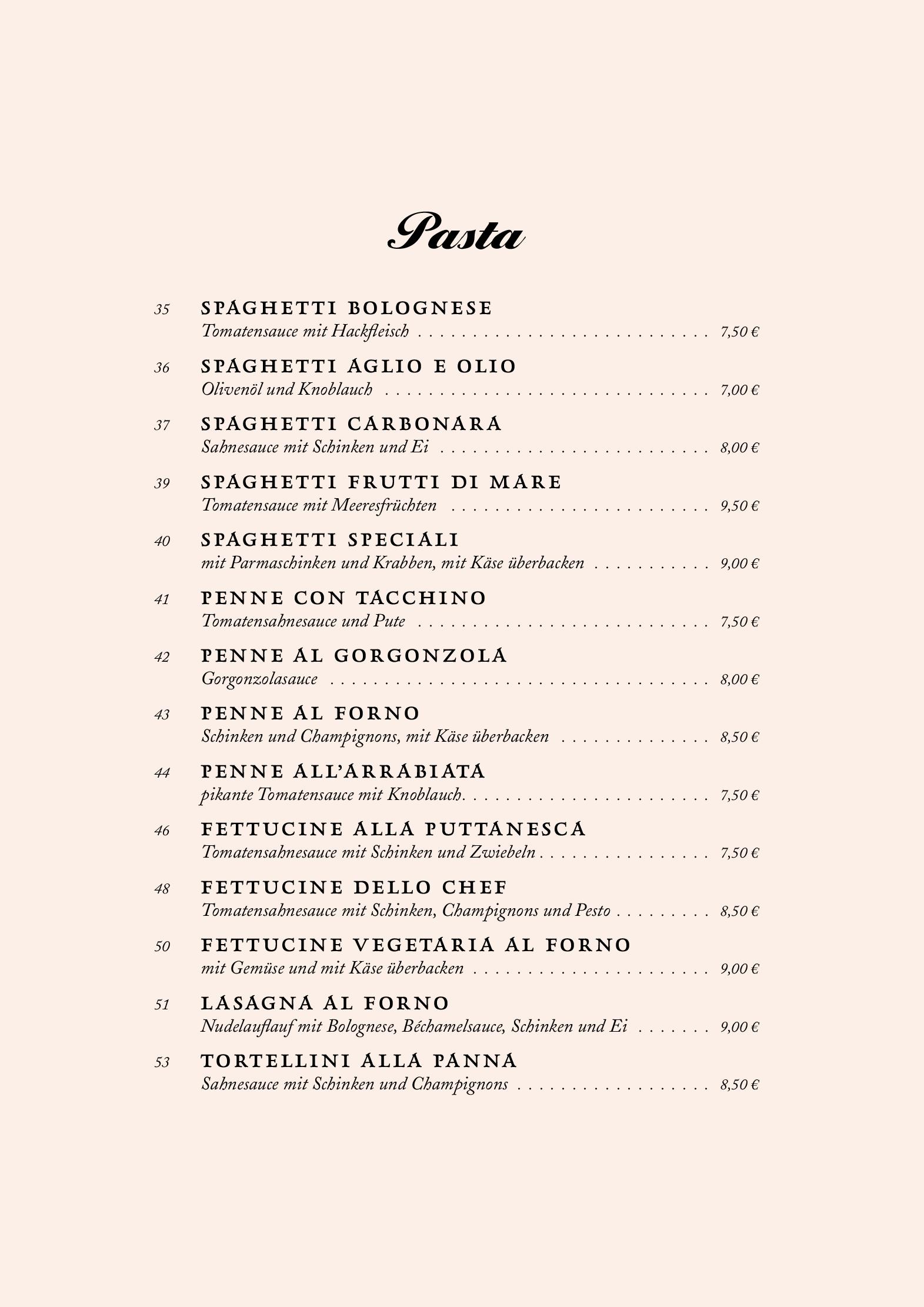 Speisekarte Trattoria da Pindinello in Hamburg, Seite 6