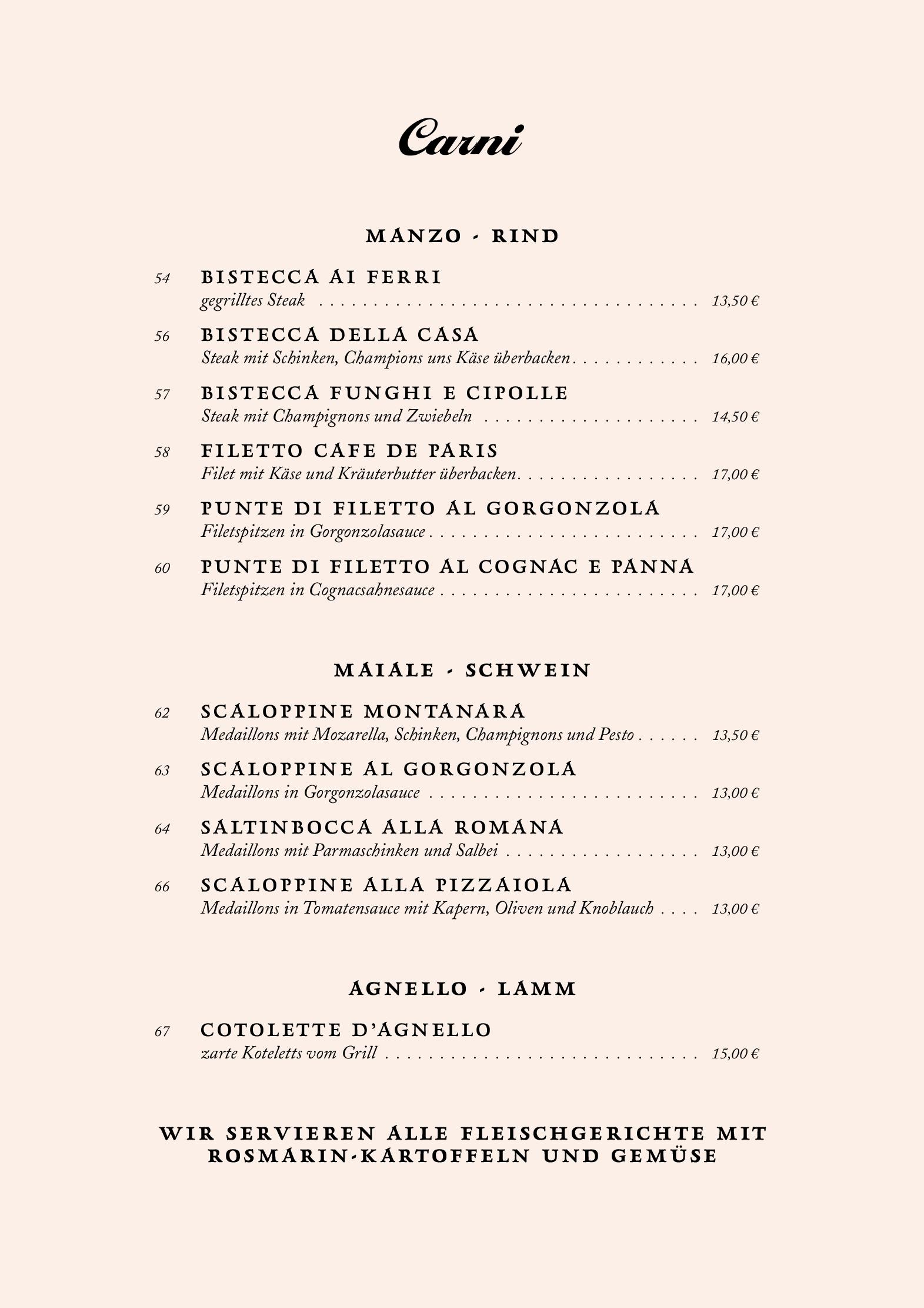 Speisekarte Trattoria da Pindinello in Hamburg, Seite 7