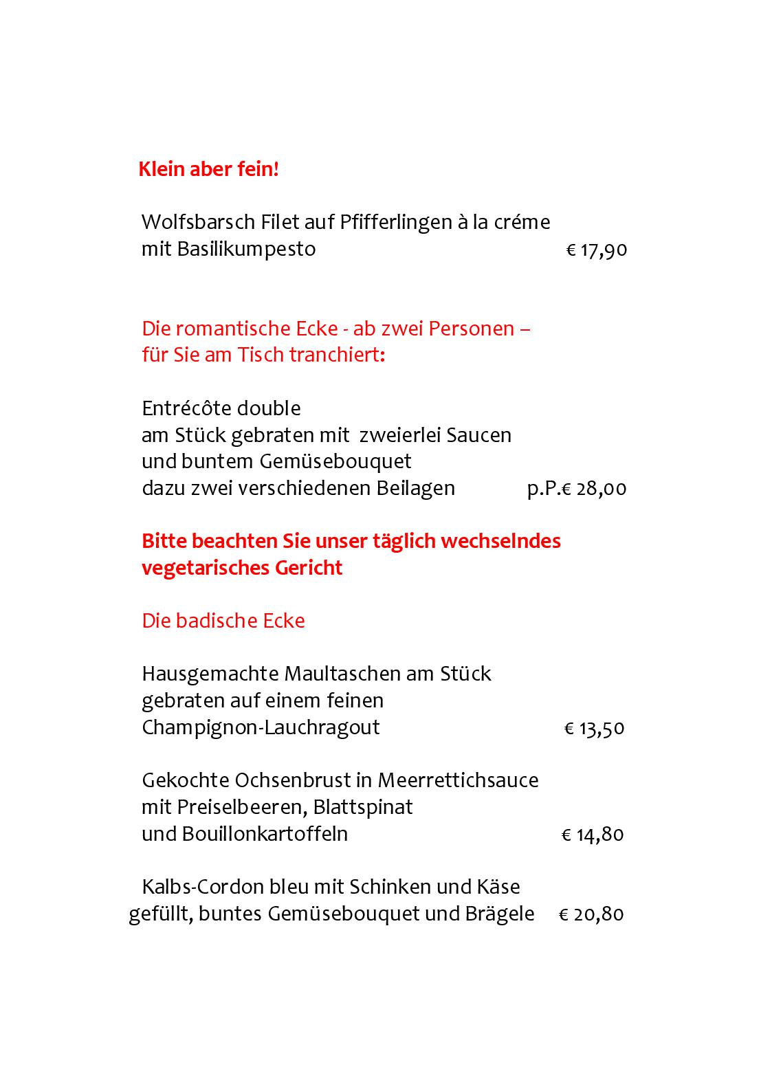 Speisekarte Der Löwen in Staufen mit Haus Goethe in Staufen, Seite 6