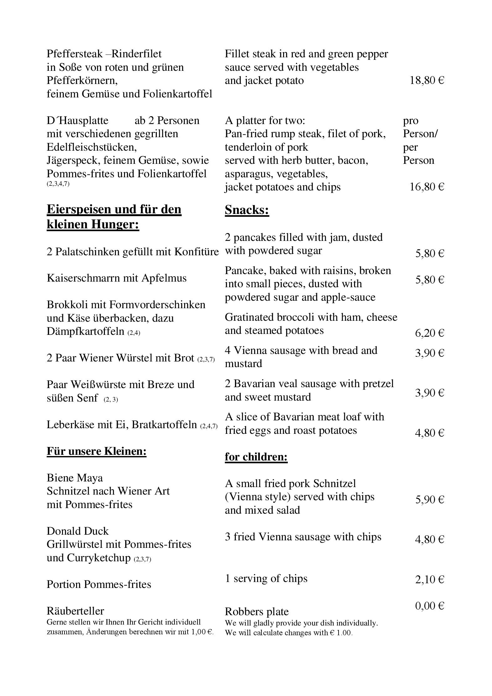 Speisekarte Hotel zur Post - Restaurant in Obernzell, Seite 3