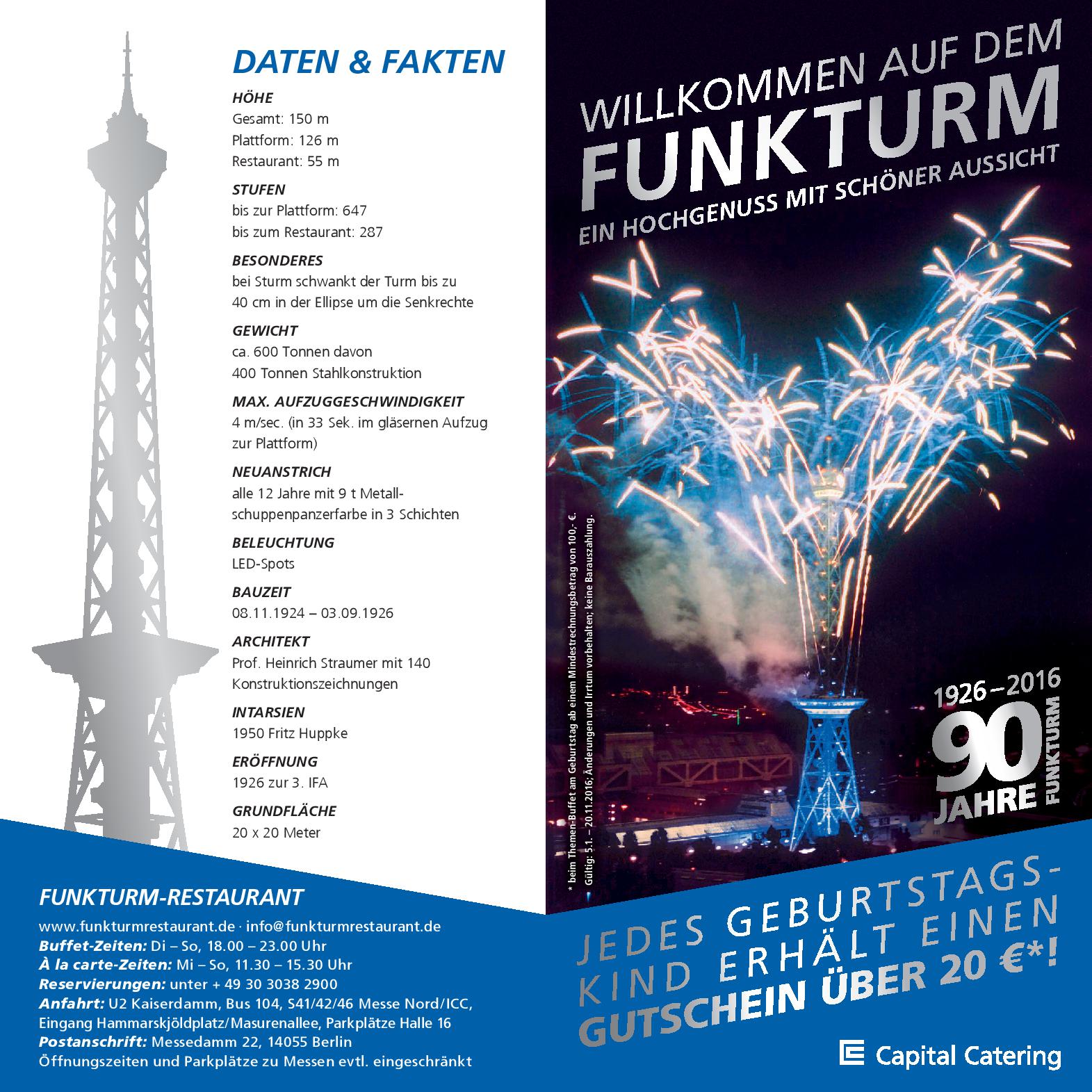 Speisekarte Funkturm-Restaurant in Berlin, Seite 1