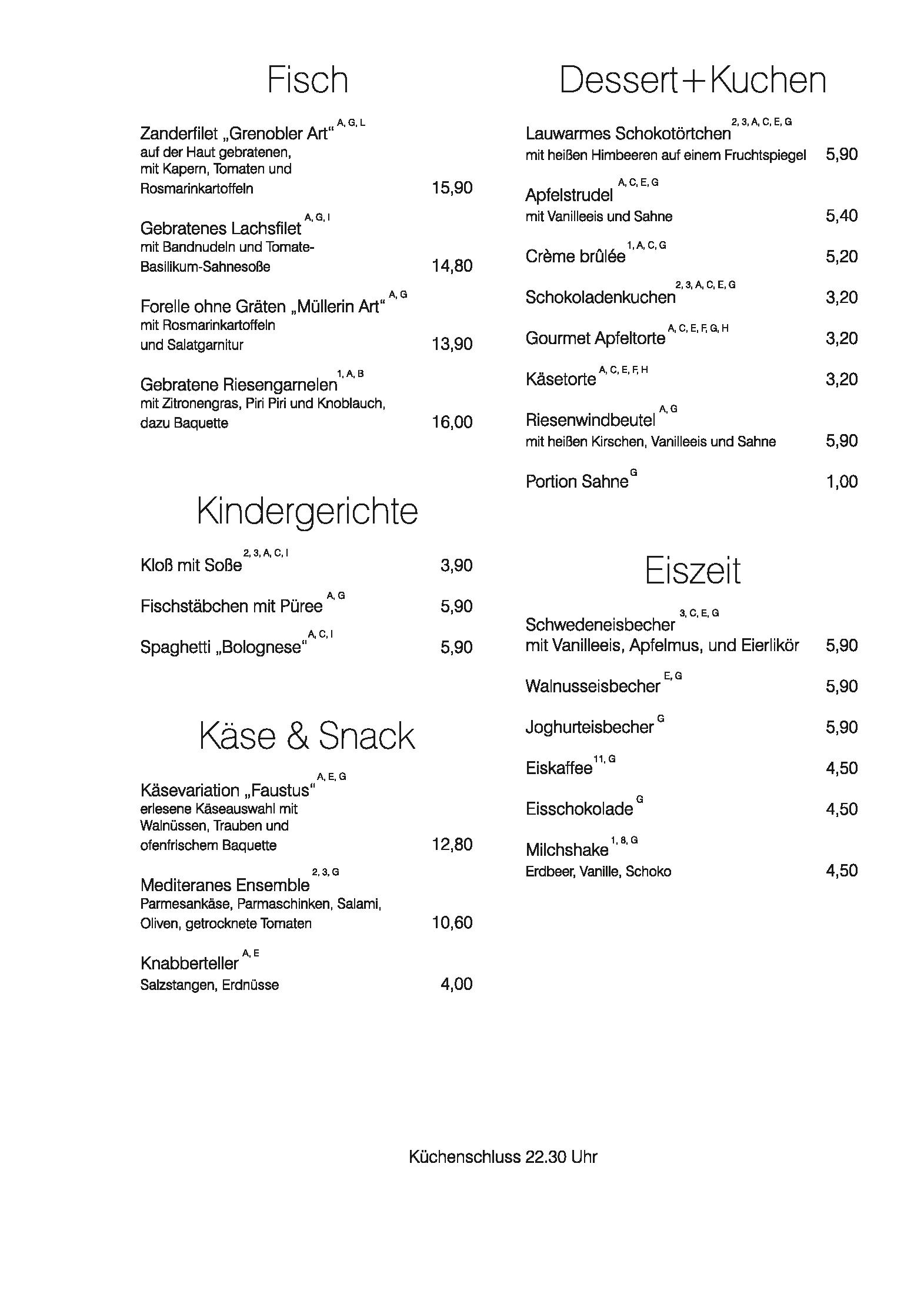 Speisekarte Faustus Cafe Restaurant Bar in Erfurt, Seite 6