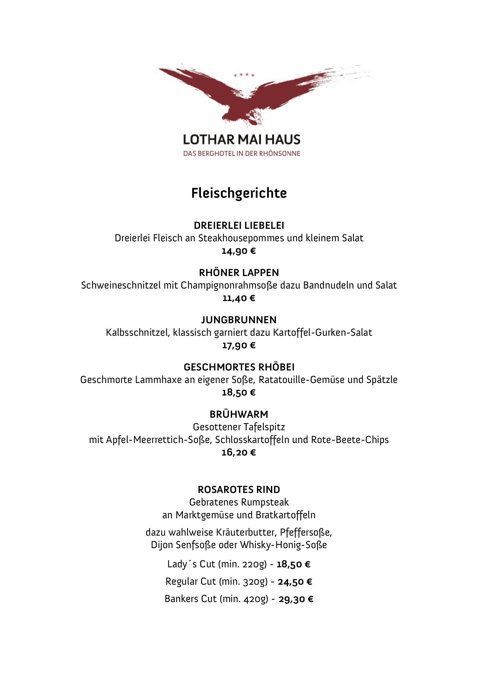 Speisekarte ****Berghotel Lothar Mai Haus in Hofbieber, Seite 3