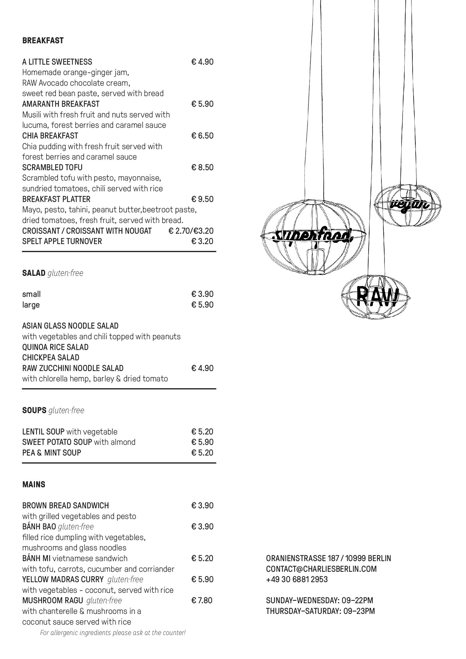 Speisekarte Charlie´s Asian Bakery & Coffee in Berlin, Seite 2