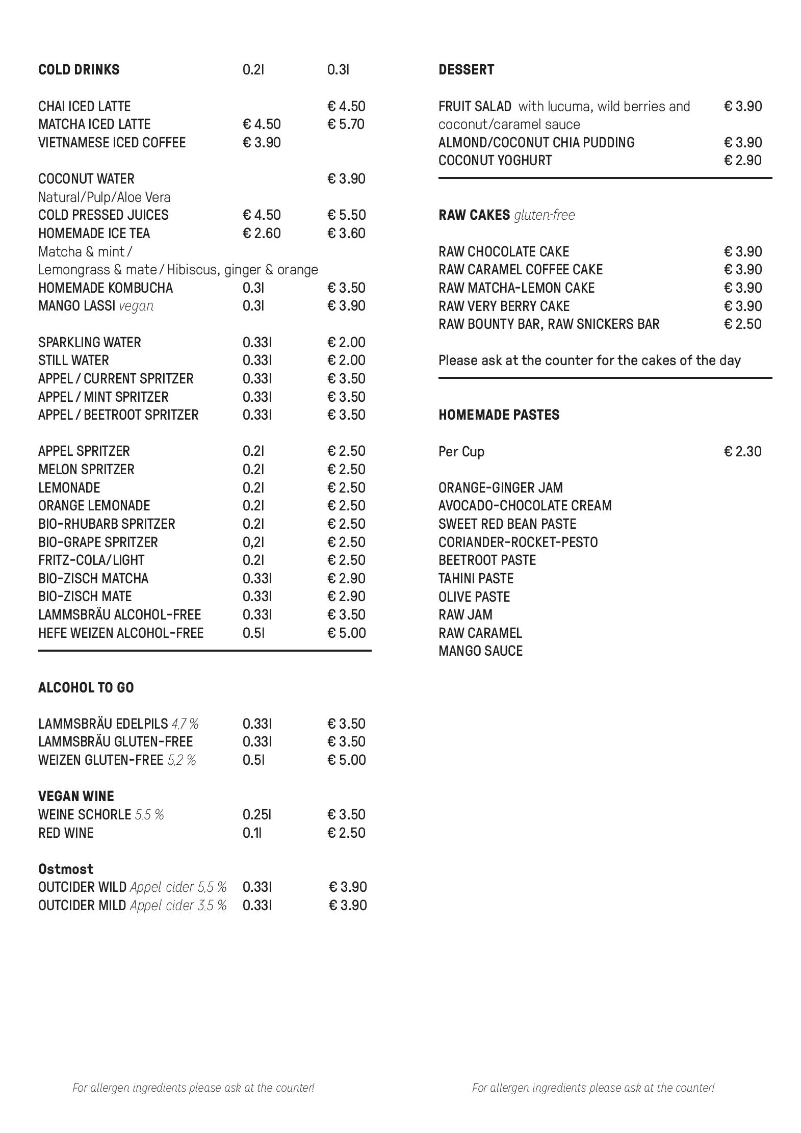 Speisekarte Charlie´s Asian Bakery & Coffee in Berlin, Seite 3