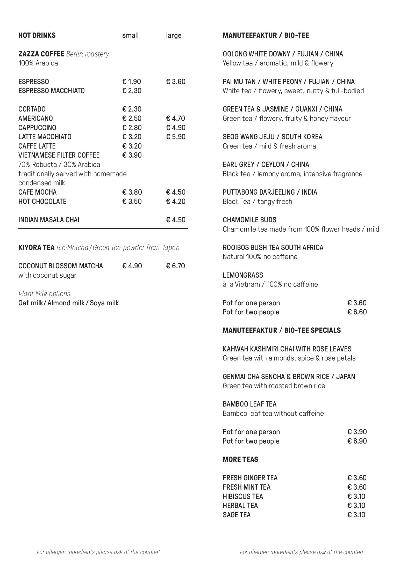 Speisekarte Charlie´s Asian Bakery & Coffee in Berlin, Seite 4
