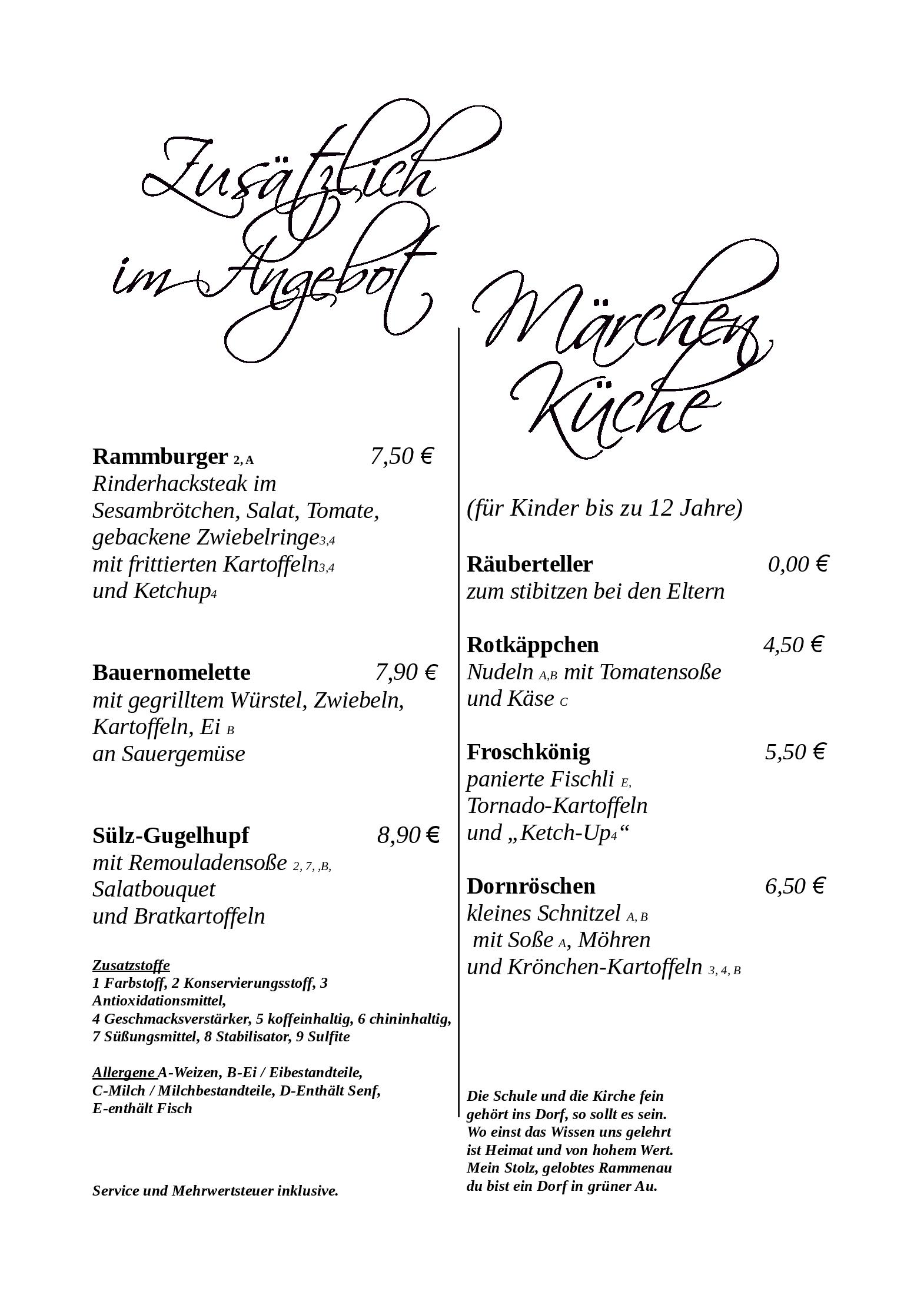 Speisekarte Fichtestube in Rammenau, Seite 6