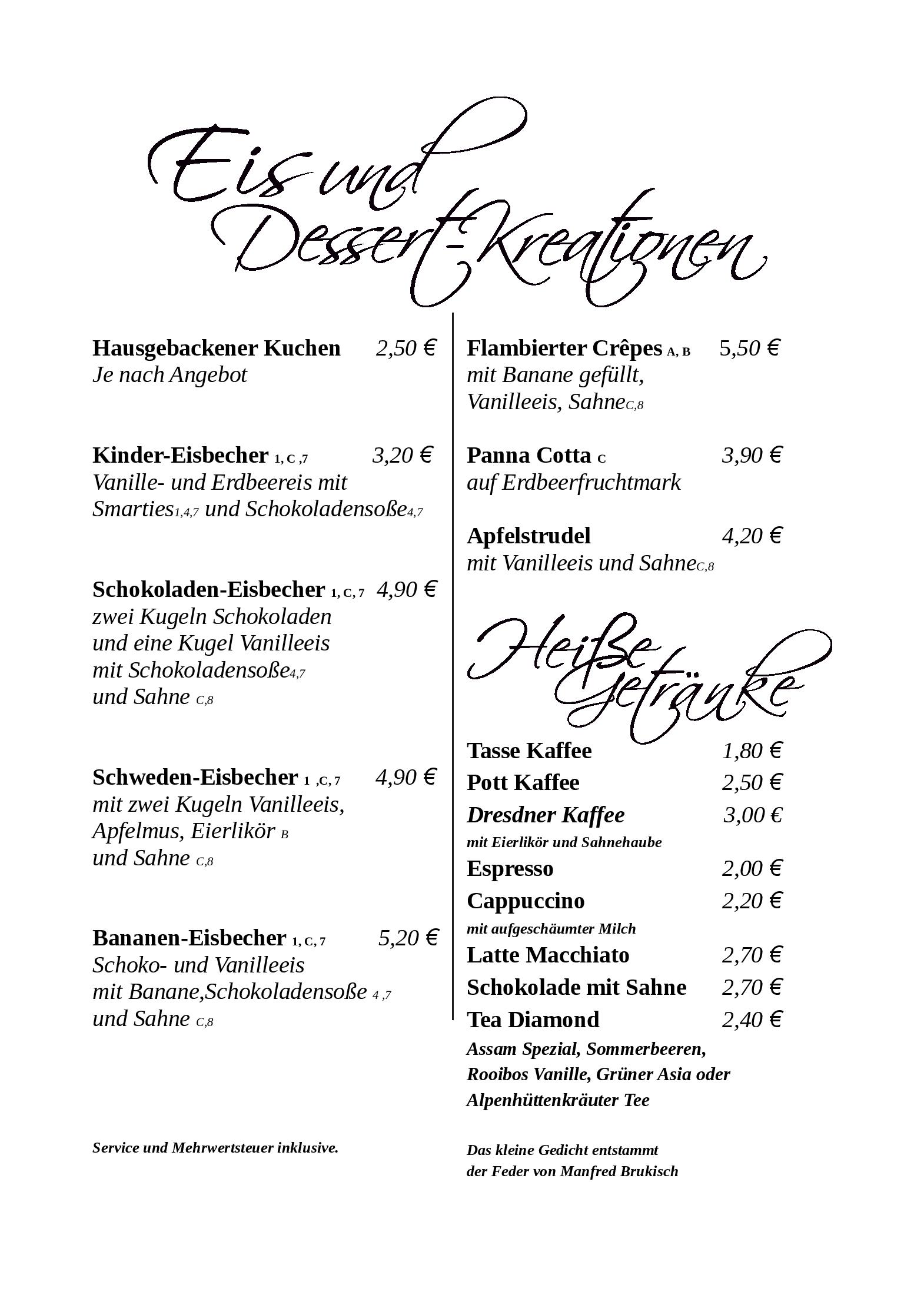 Speisekarte Fichtestube in Rammenau, Seite 7