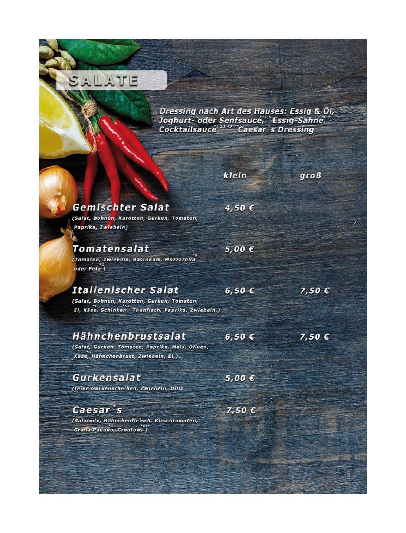 Speisekarte Pizzeria Bei "Nino" in Lichtenfels, Seite 6