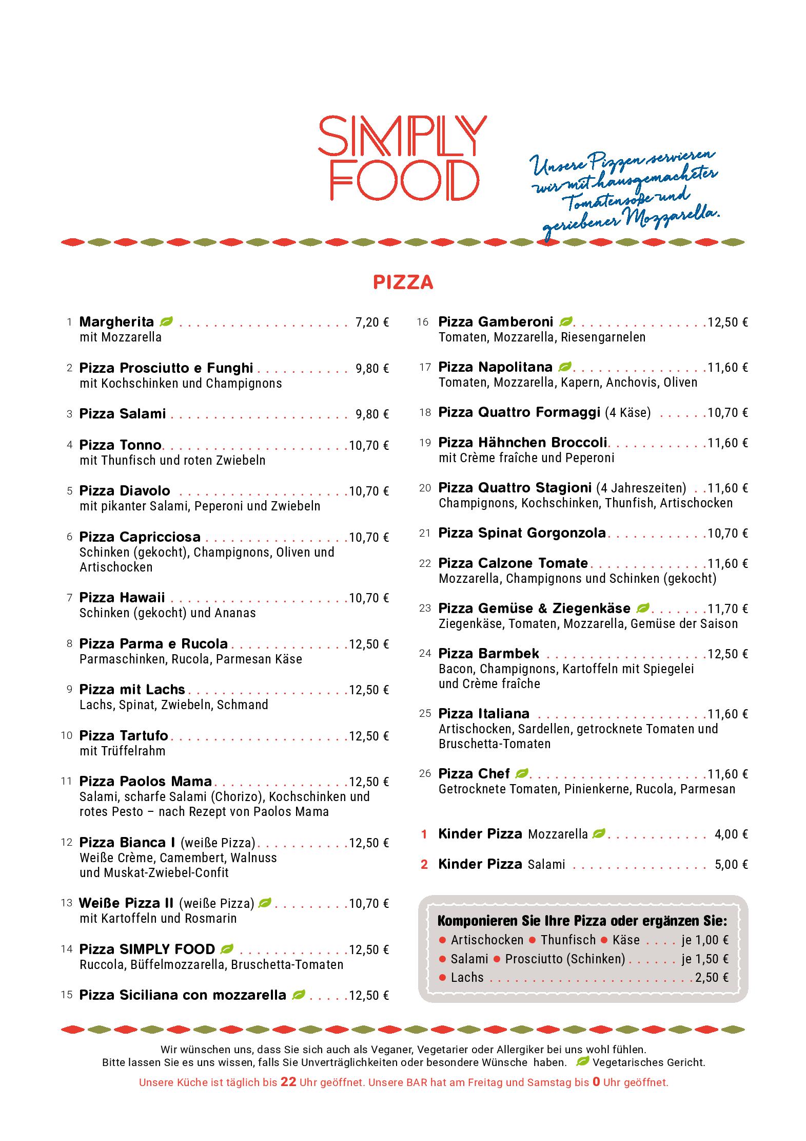 Speisekarte Simply Food in Hamburg, Seite 2