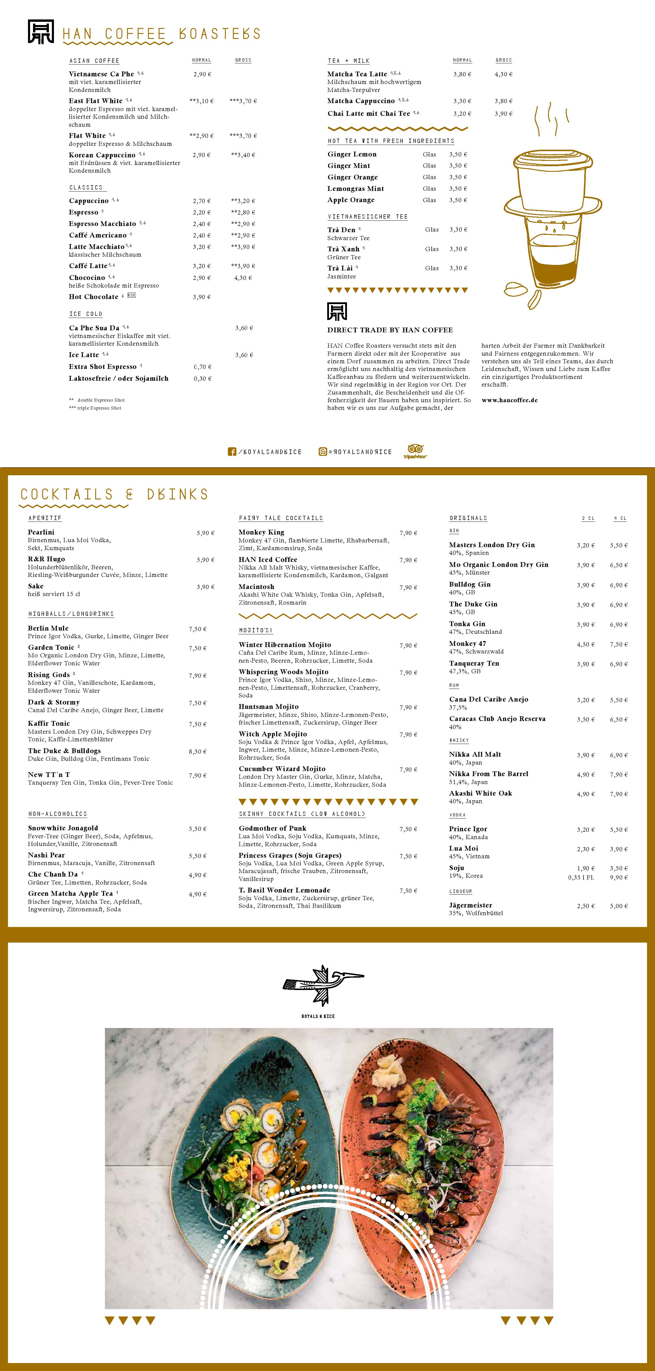 Speisekarte royals & rice in Münster, Seite 1
