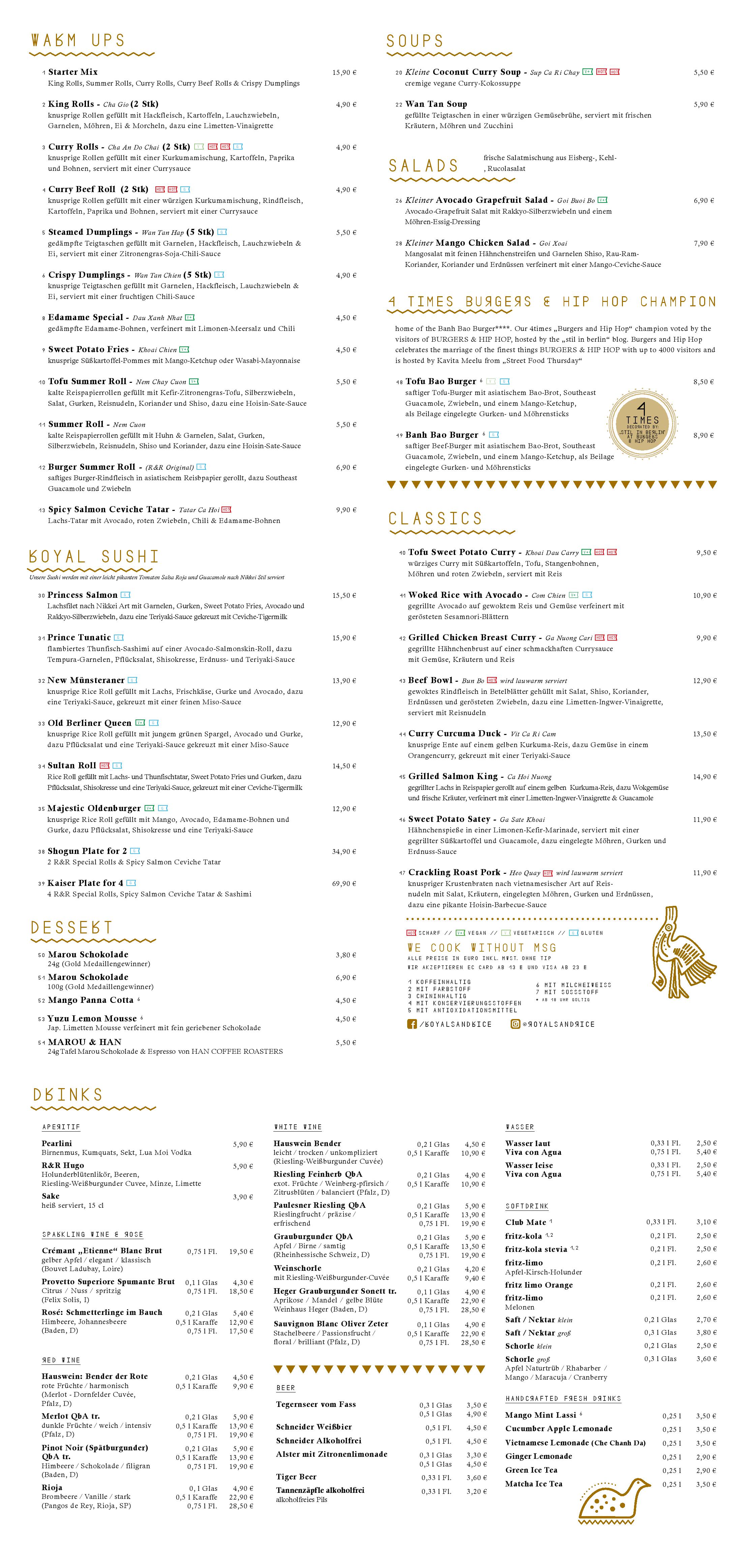 Speisekarte royals & rice in Münster, Seite 2