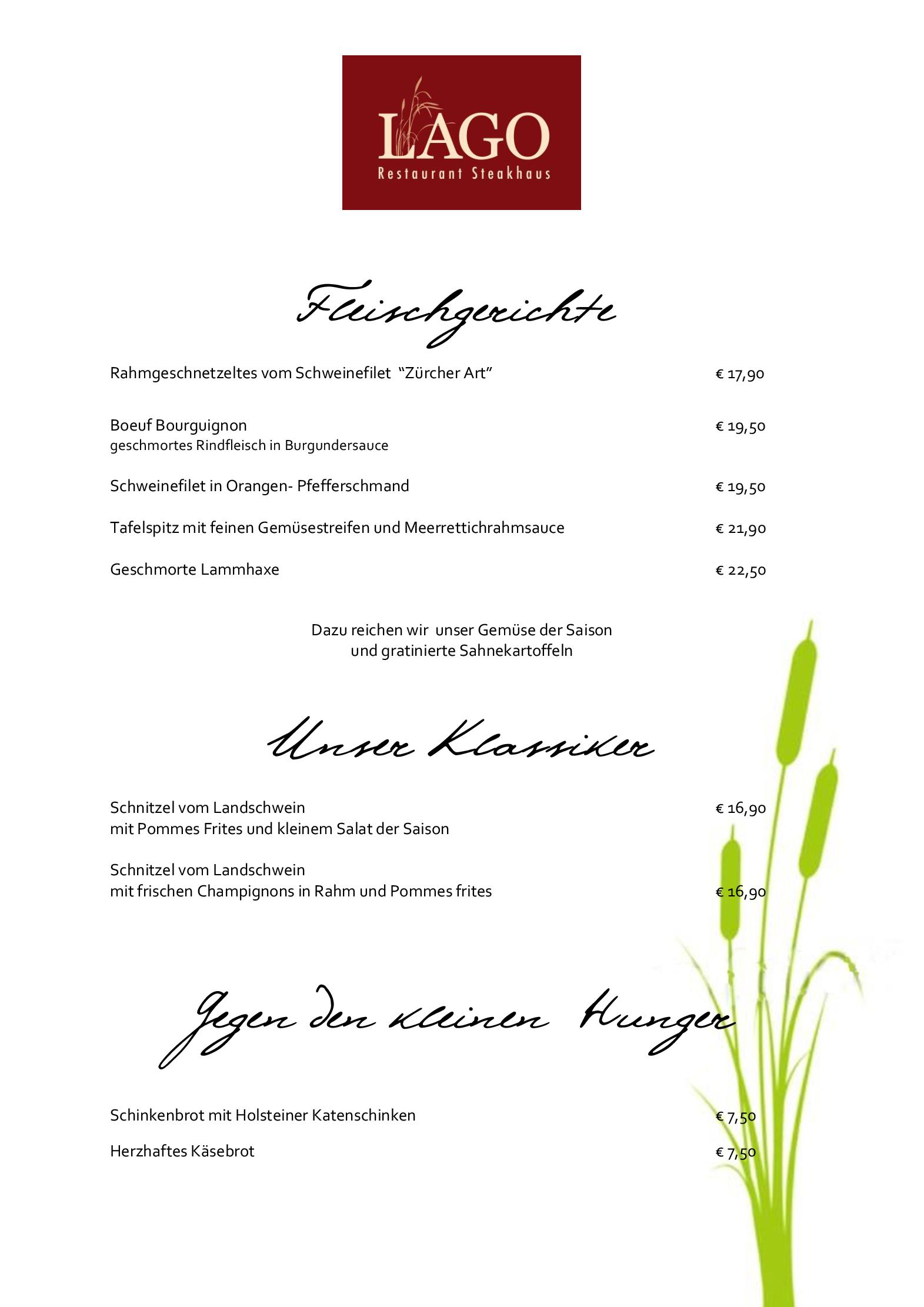 Speisekarte Seehotel Schwanenhof in Mölln, Seite 3