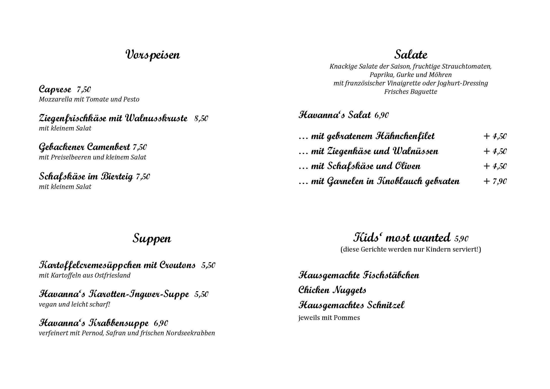 Speisekarte Havanna - Panorama Café und Restaurant in Norden, Seite 2
