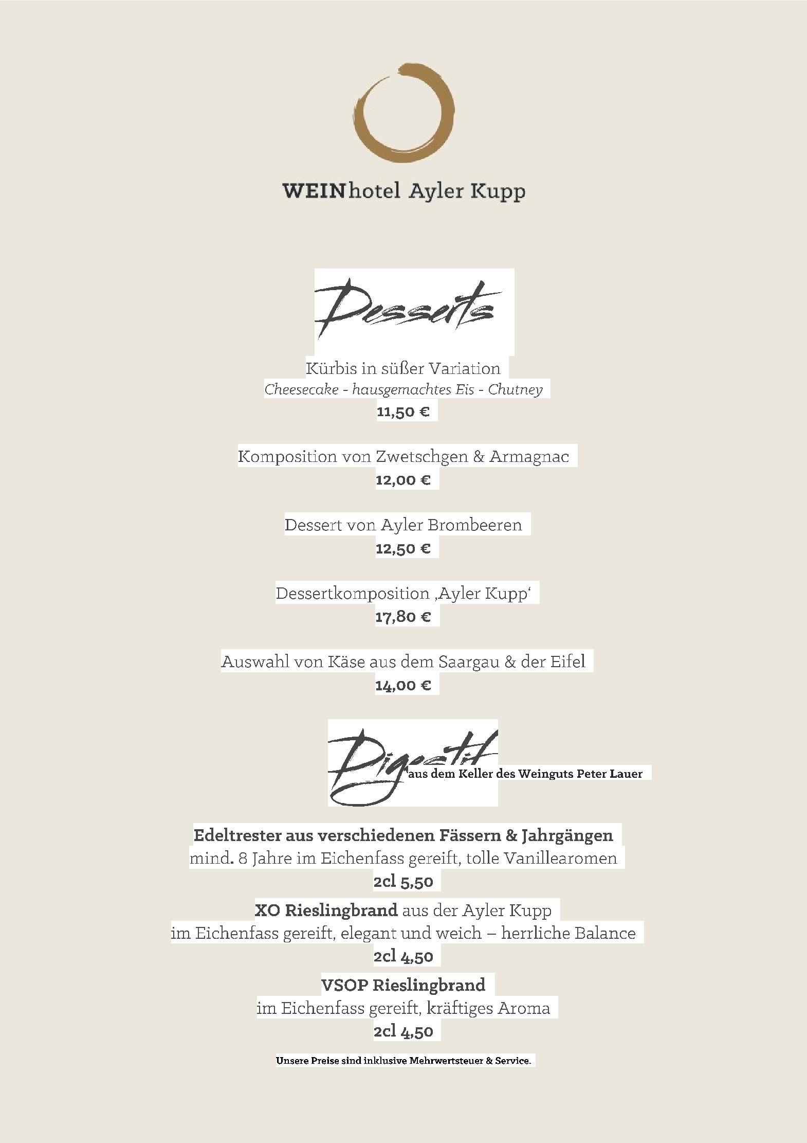 Speisekarte WEINrestaurant Ayler Kupp in Ayl, Seite 5