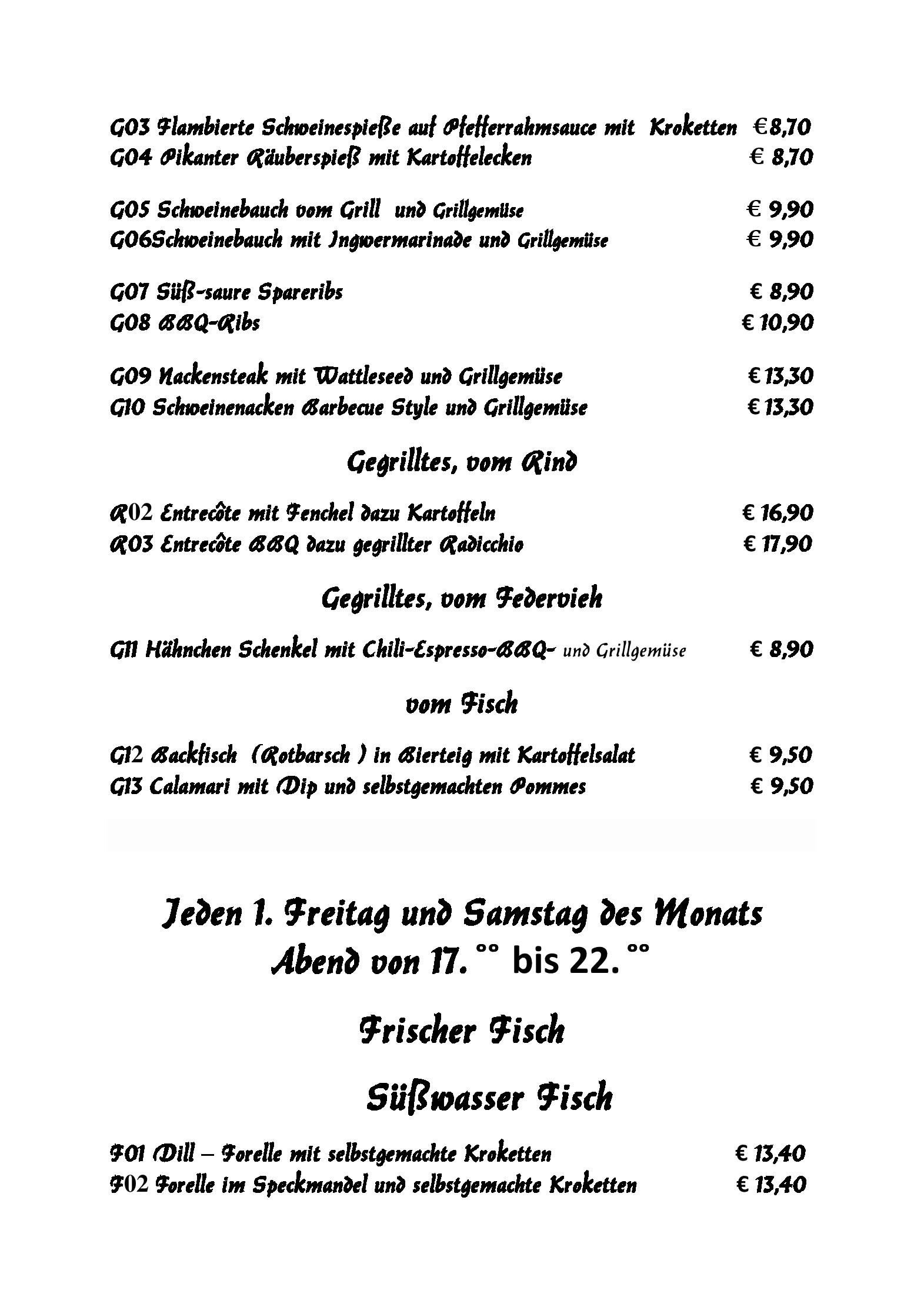 Speisekarte Cafe Bar Losburg Restaurant in Wunsiedel, Seite 3
