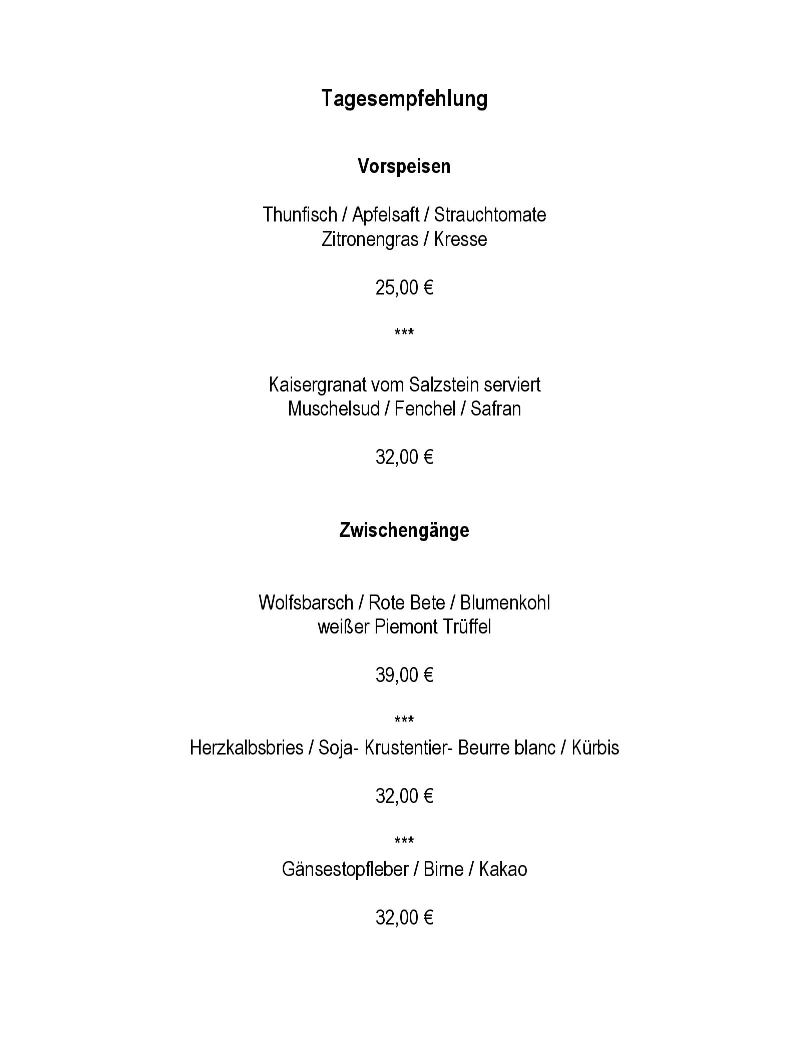 Speisekarte Markus Semmler Das Restaurant in Berlin, Seite 2